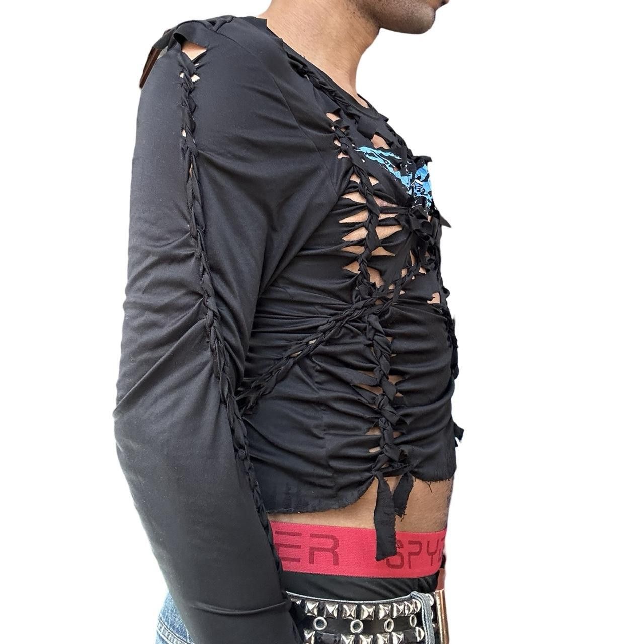 Vintage ASTROBOI*' Thunder' Black Braided Compression Top - Large Size US L / EU 52-54 / 3 - 5 Thumbnail