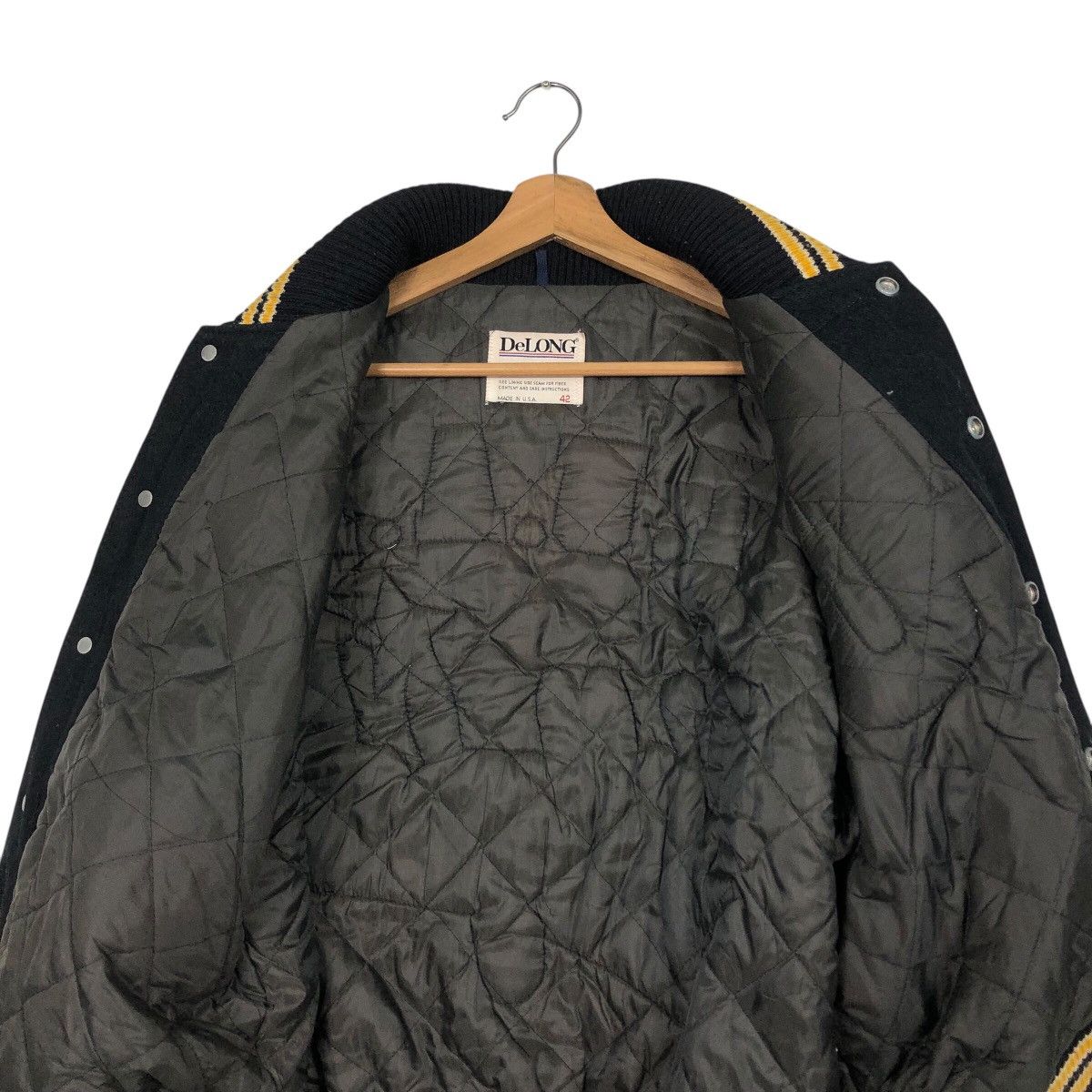 Delong 📌Vintage Varsity Leather Jacket Delon Big Logo Embroidered Size US M / EU 48-50 / 2 - 17 Thumbnail