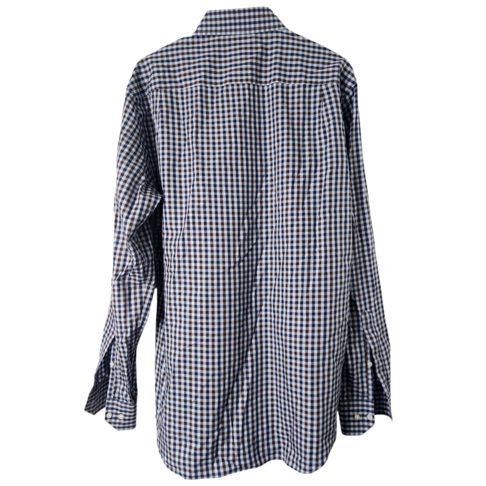 Peter Millar Peter Millar Mens Dress Shirt Long Sleeve Plaid Button-Down Blue Brown L Size 42R - 2 Thumbnail
