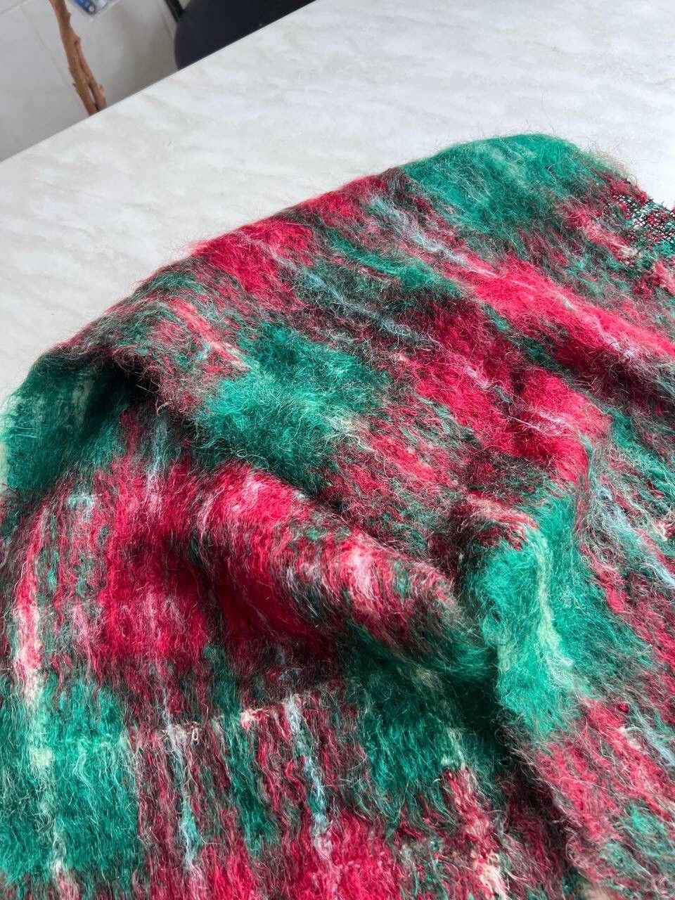 Vintage Vintage Green 1980s USSR CCCP Big Scarf 100% Mohair Soviet Size ONE SIZE - 5 Thumbnail