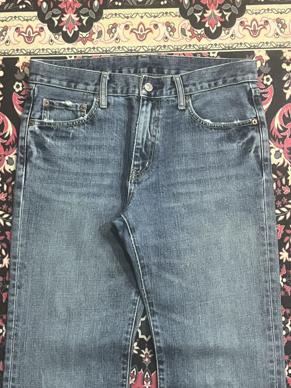 Undercover × Uniqlo Vintage Uniqlo Classic Blue Washed Distressed Flare Jeans Size US 31 - 4 Thumbnail