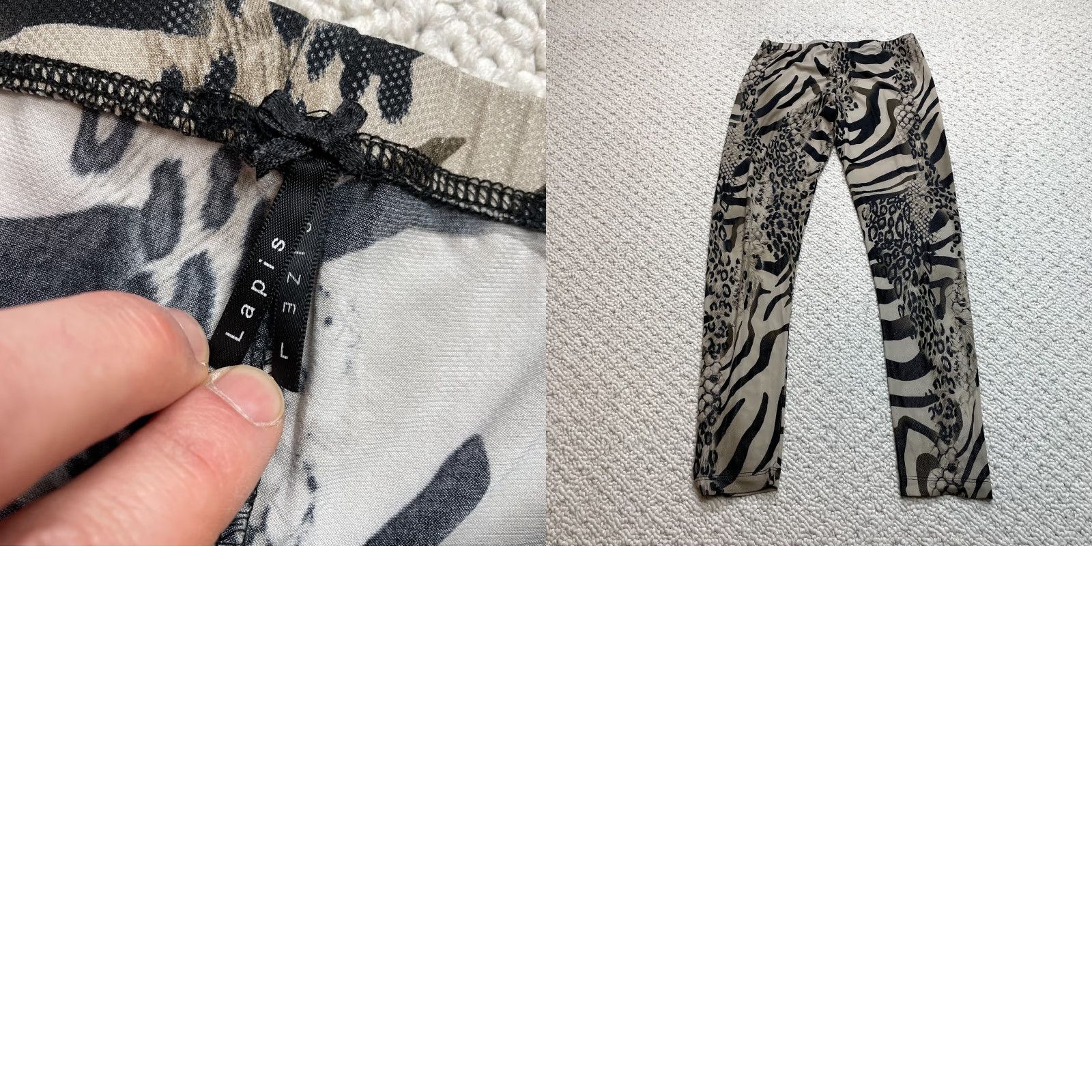Vintage Lapis Pants Women's Large Gray Animal Print Stretch 27x28 Legging Casual Lounge Size 36" / US 14 / IT 50 - 8 Thumbnail