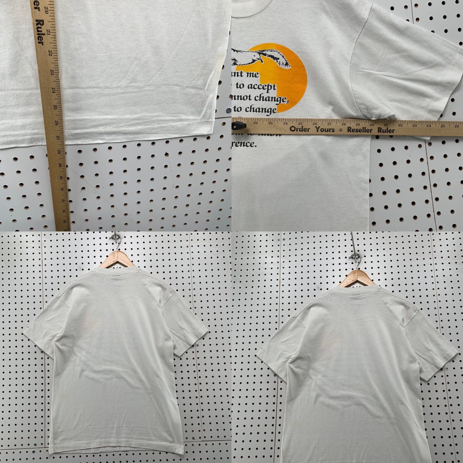 Vintage VINTAGE God Quote Dove Sun Shirt Mens Large White Cotton T-Shirt 1990s 90s Bird Graphic Made USA Size US L / EU 52-54 / 3 - 8 Thumbnail
