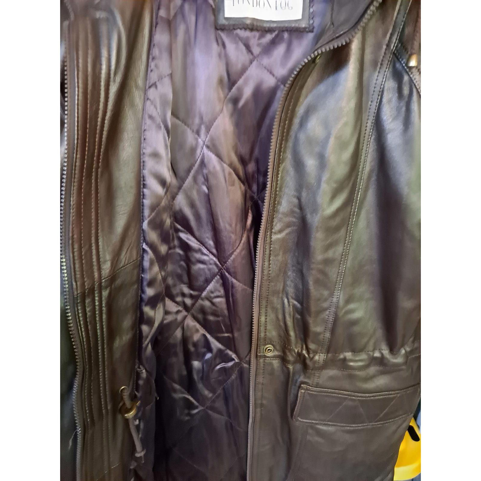 London Fog Vintage London Fog Long Brown Lined Leather Jacket with Hood Size US S / EU 44-46 / 1 - 4 Thumbnail