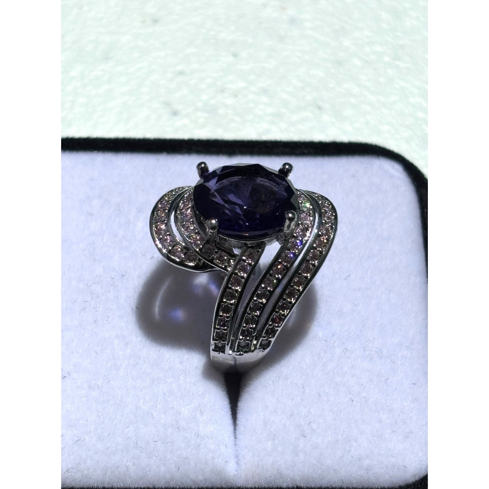 Other Silver-Tone Faux Amethyst & Crystal Accent Swirl Cocktail Ri Size ONE SIZE - 3 Thumbnail
