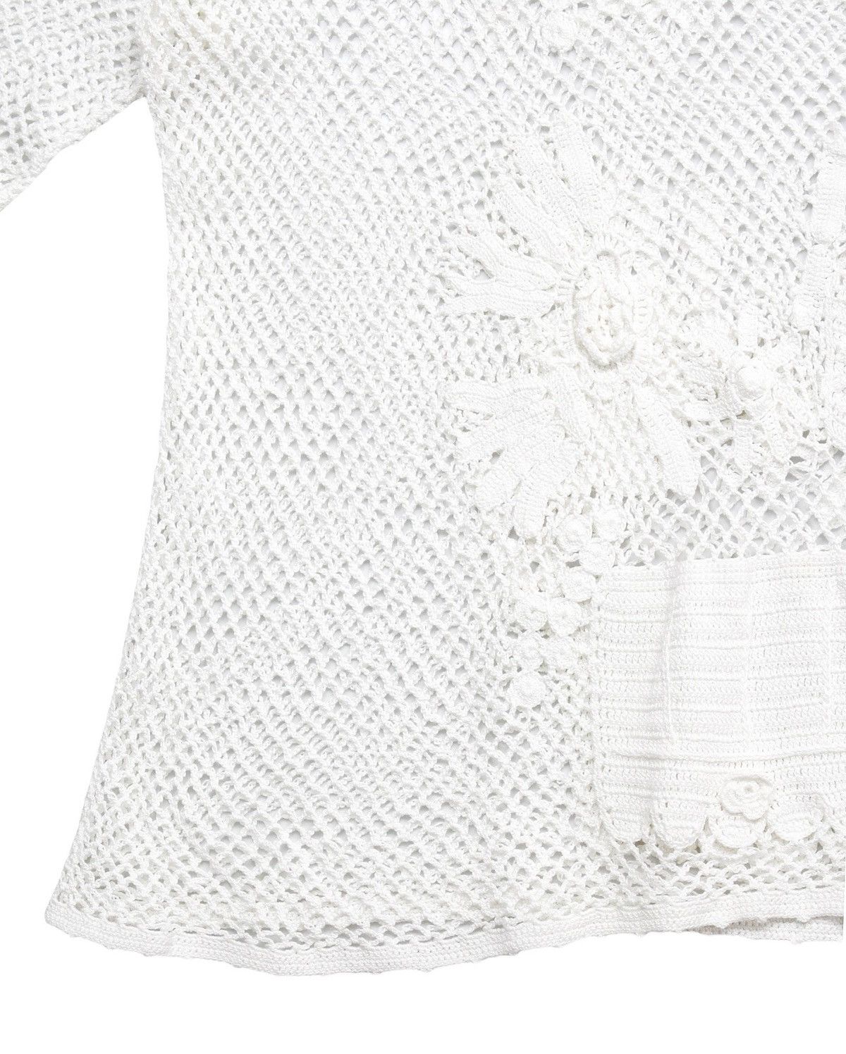 Japanese Brand 2000S JAPANESE MADE WHITE CROCHET KNIT POLO SHIRT Size S / US 4 / IT 40 - 3 Thumbnail