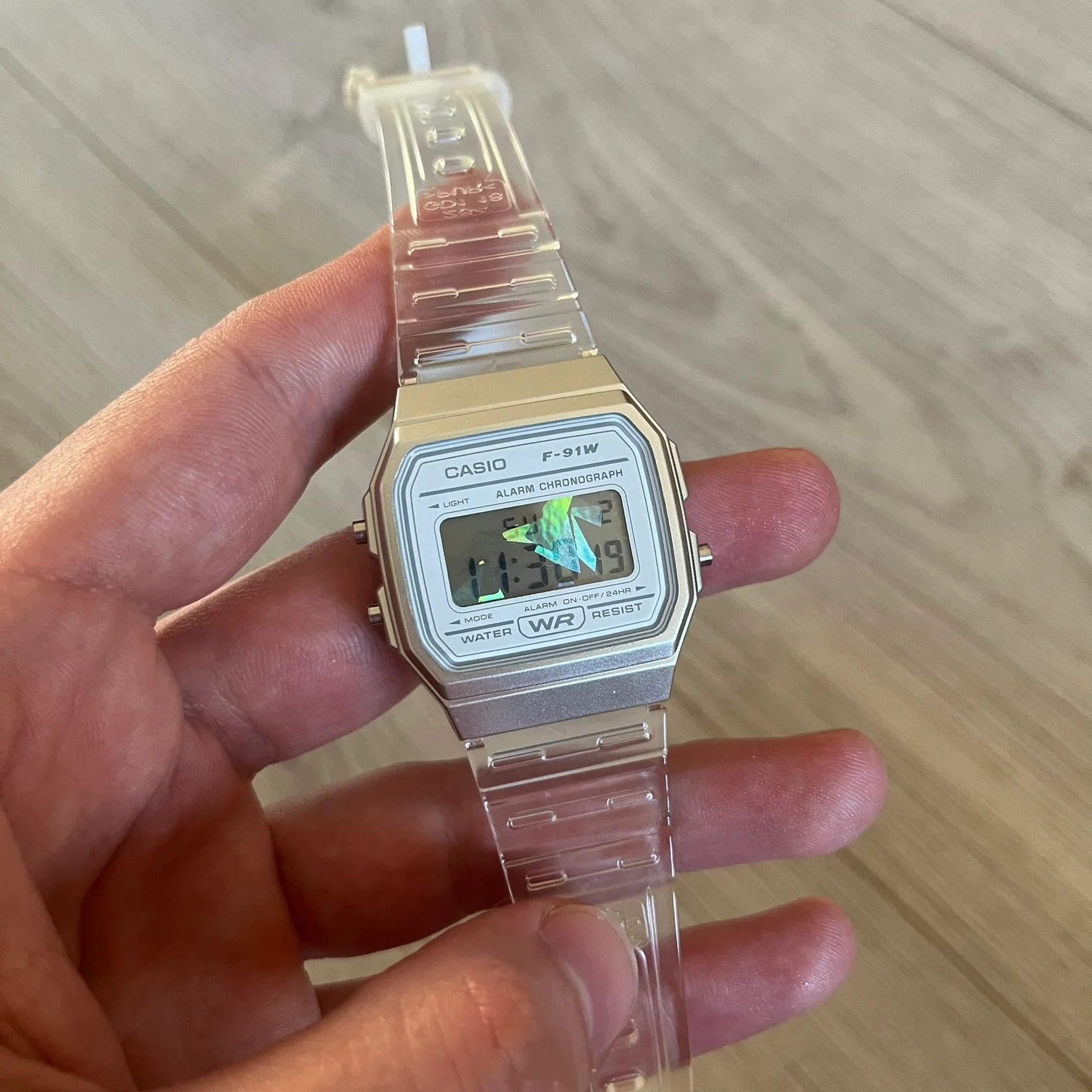 Casio Casio F-91W "Holo Diamonds" Clear Digital Watch Size ONE SIZE - 3 Thumbnail