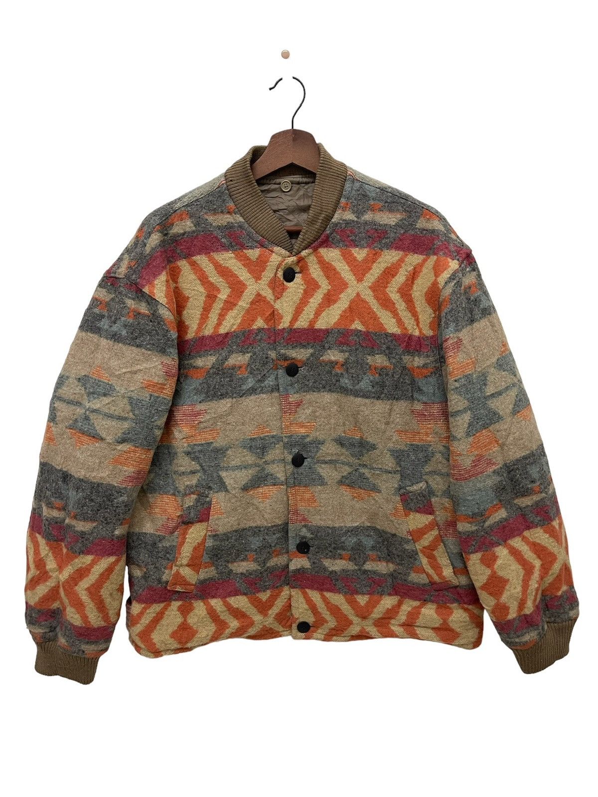 Vintage VINTAGE AZTEC NAVAJO BOMBER WOOL JACKET Size US L / EU 52-54 / 3 - 1 Thumbnail