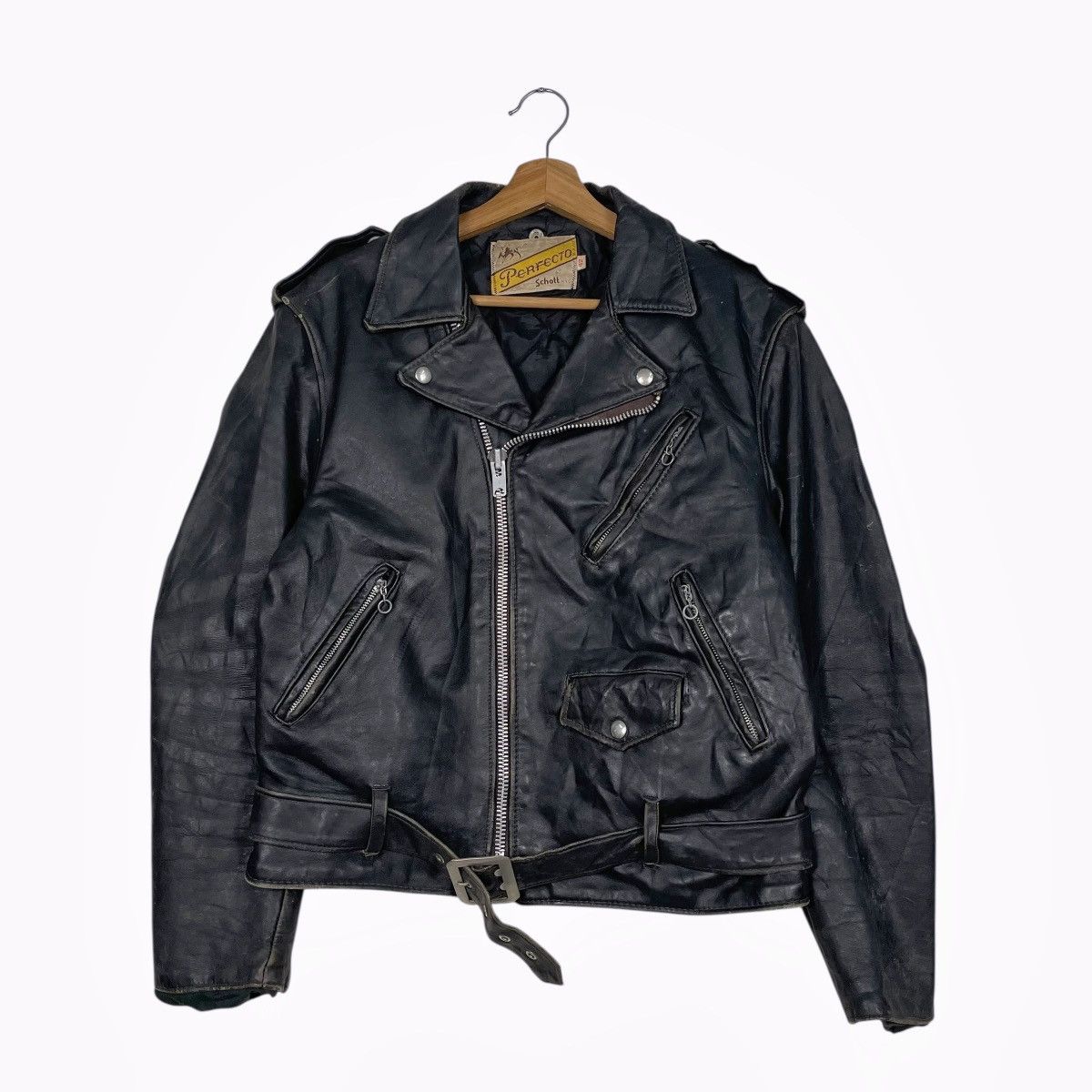 Schott Vtg 80s Schott Perfecto Double Colar Biker Leather Jacket Size US M / EU 48-50 / 2 - 1 Thumbnail