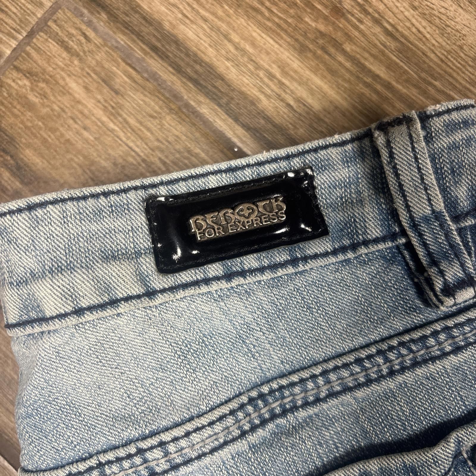Express y2k rhinestone studded light wash low rise jeans Size 27" / US 4 / IT 40 - 8 Thumbnail
