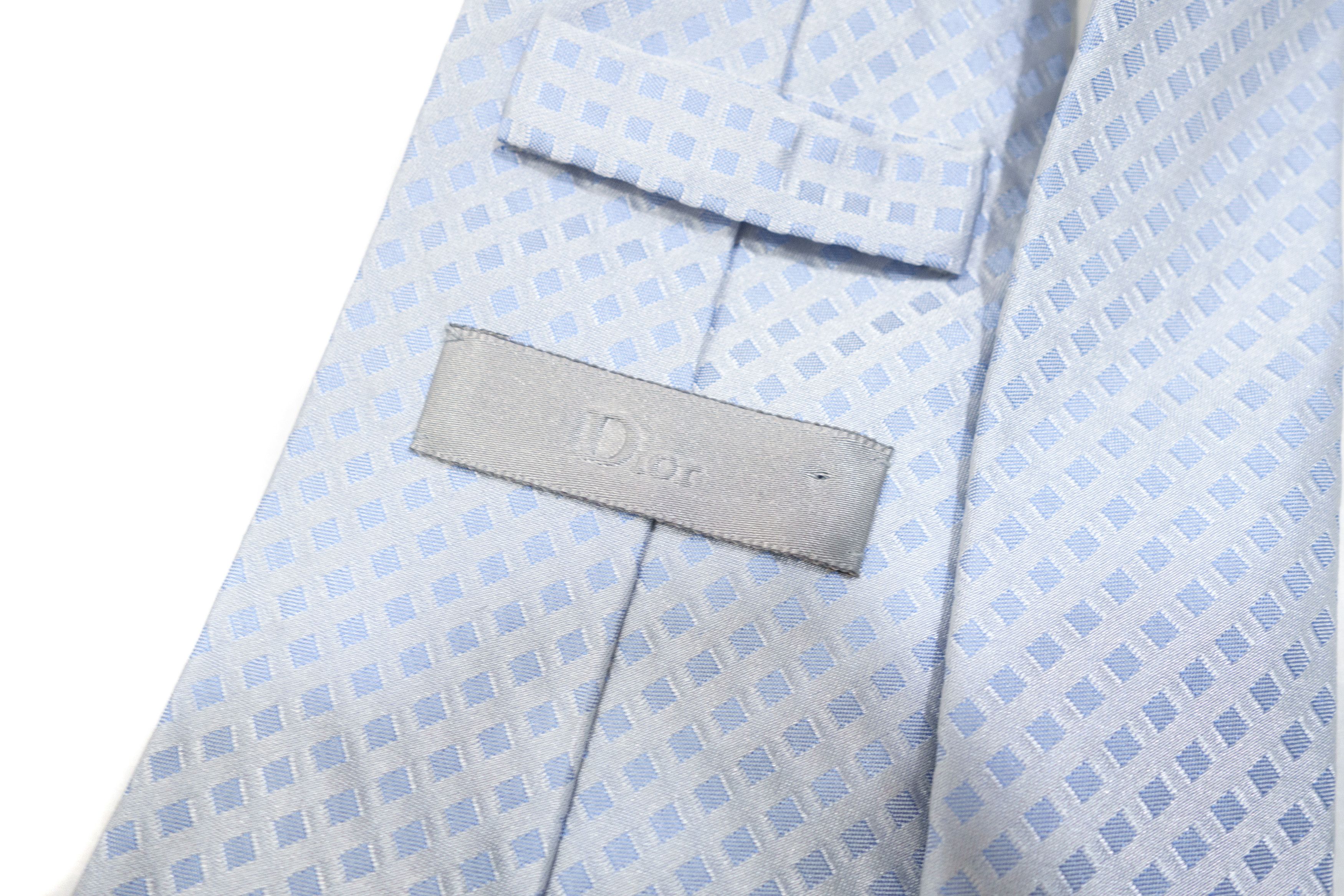 Dior Homme Hedi Slimane Geometric Square Plaid Silk Tie Size ONE SIZE - 6 Thumbnail