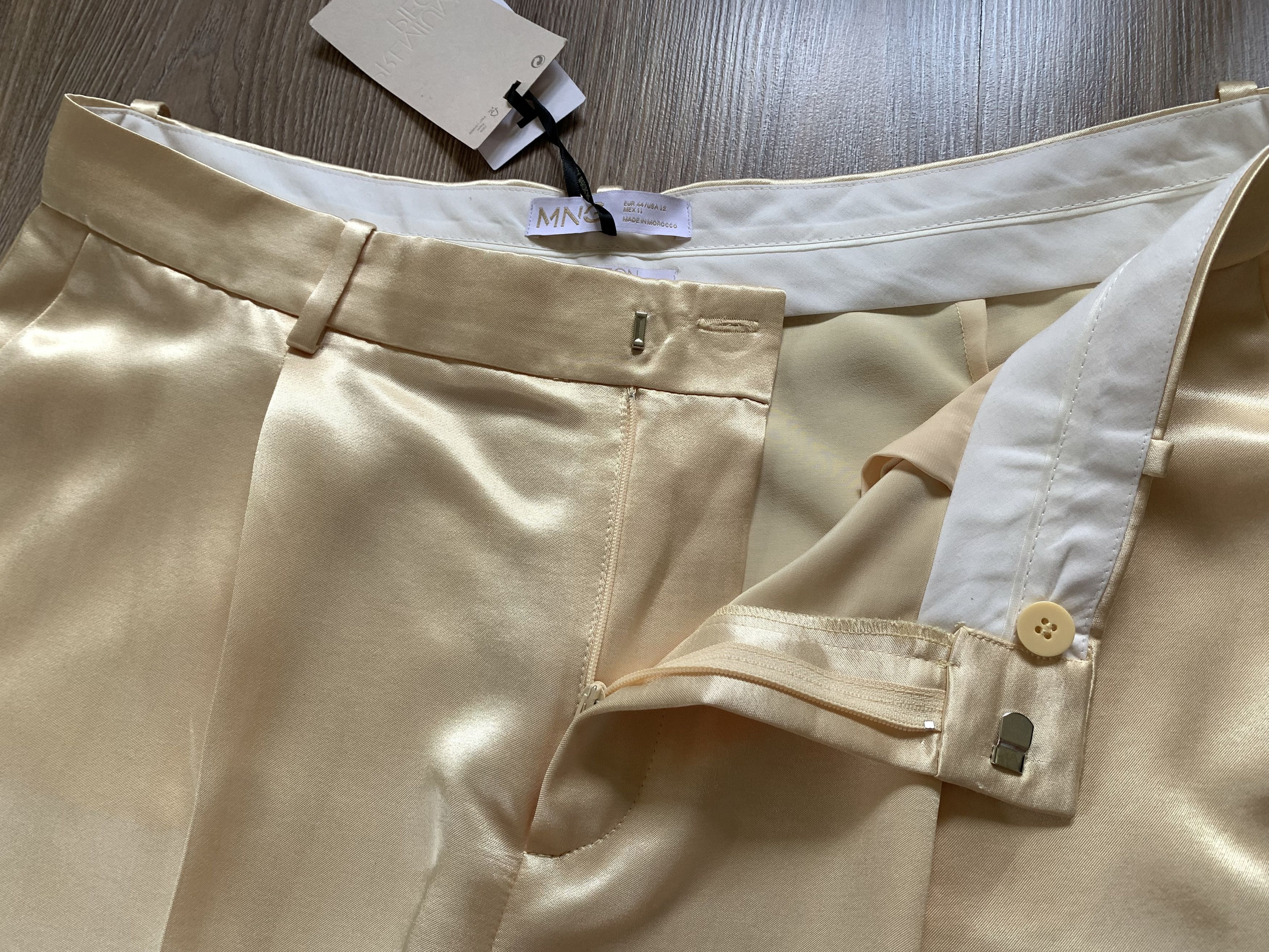Mango Women’s Mango Beige Satin Wide Leg Trousers Size 32" / US 10 / IT 46 - 5 Thumbnail