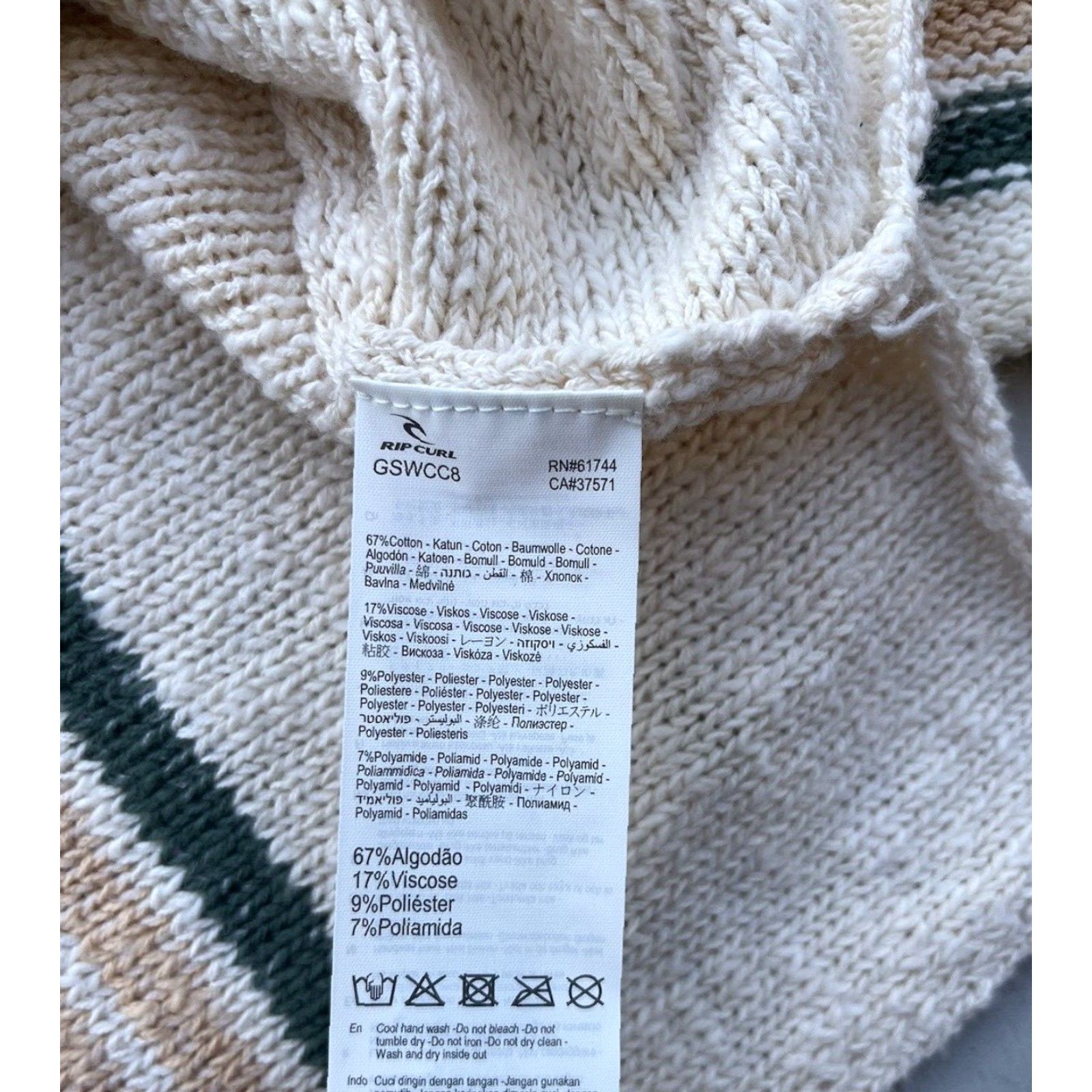 Rip Curl RIP CURL Women's Hoodie Multicolor Striped S Beach Cotton Hippie Boho Camp Hoodie Sweater Long Sleeve Open Oversized Casual Sea/Beach Vest? Size S / US 4 / IT 40 - 7 Thumbnail
