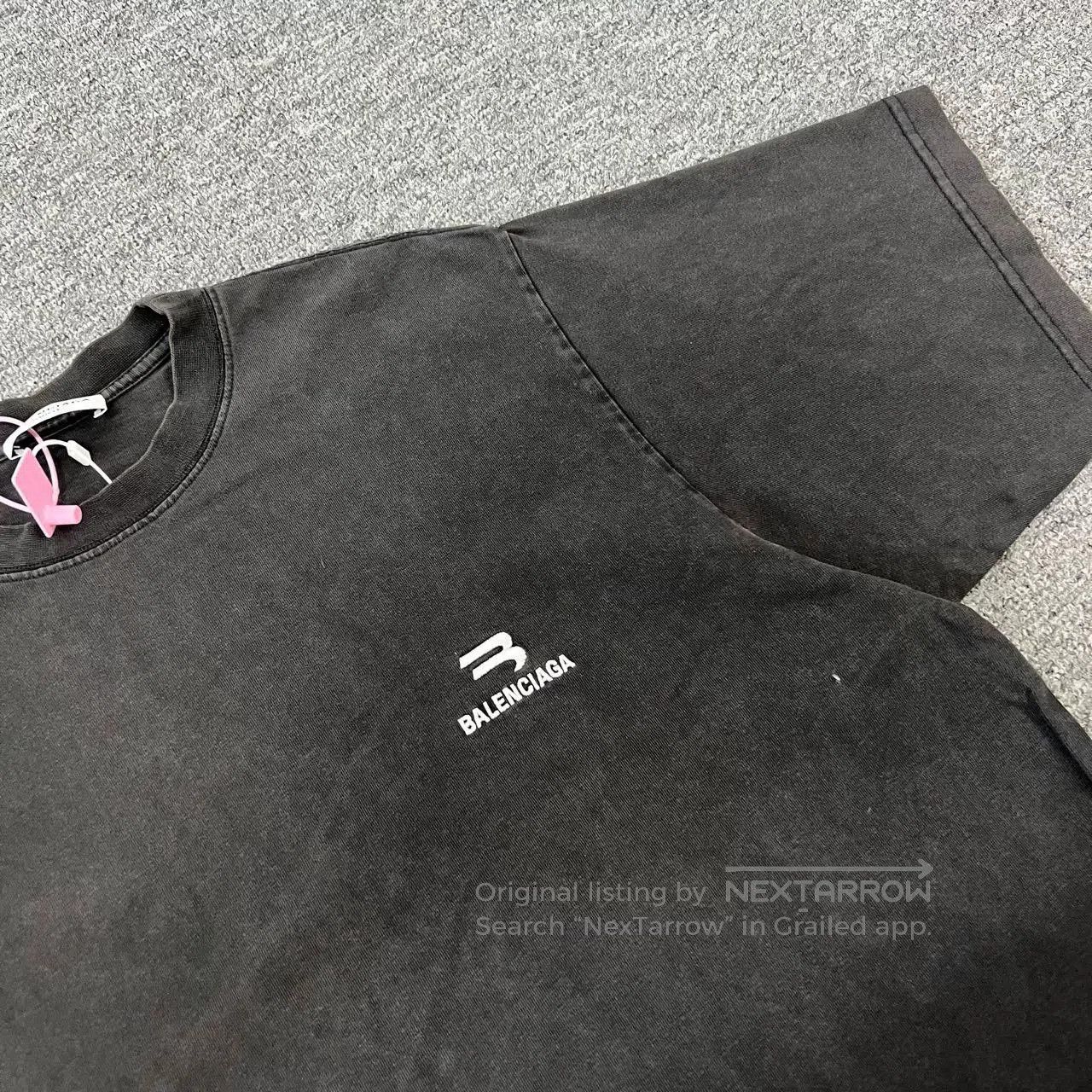 Balenciaga Balenciaga Sporty B Embroidered Logo Washed Black T. Size US S / EU 44-46 / 1 - 3 Thumbnail