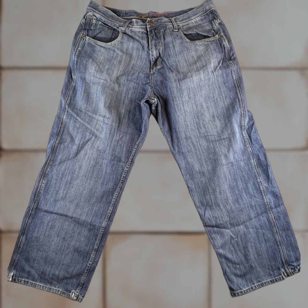 Vintage VINTAGE Request Jeans Mens 36 Regular Jeans Blue Wide-Leg 90s Hip Hop Retro Baggy City College Size US 36 / EU 52 - 1 Thumbnail