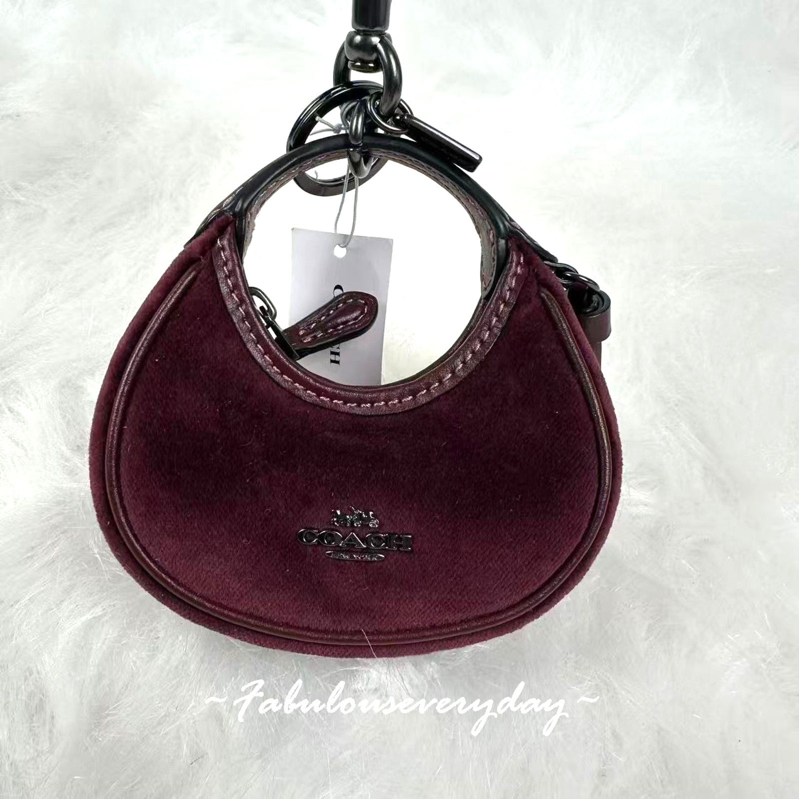 Coach Coach Mini Carmen Charm Keychain Velvet Gunmetal Burgundy Size ONE SIZE - 1 Thumbnail