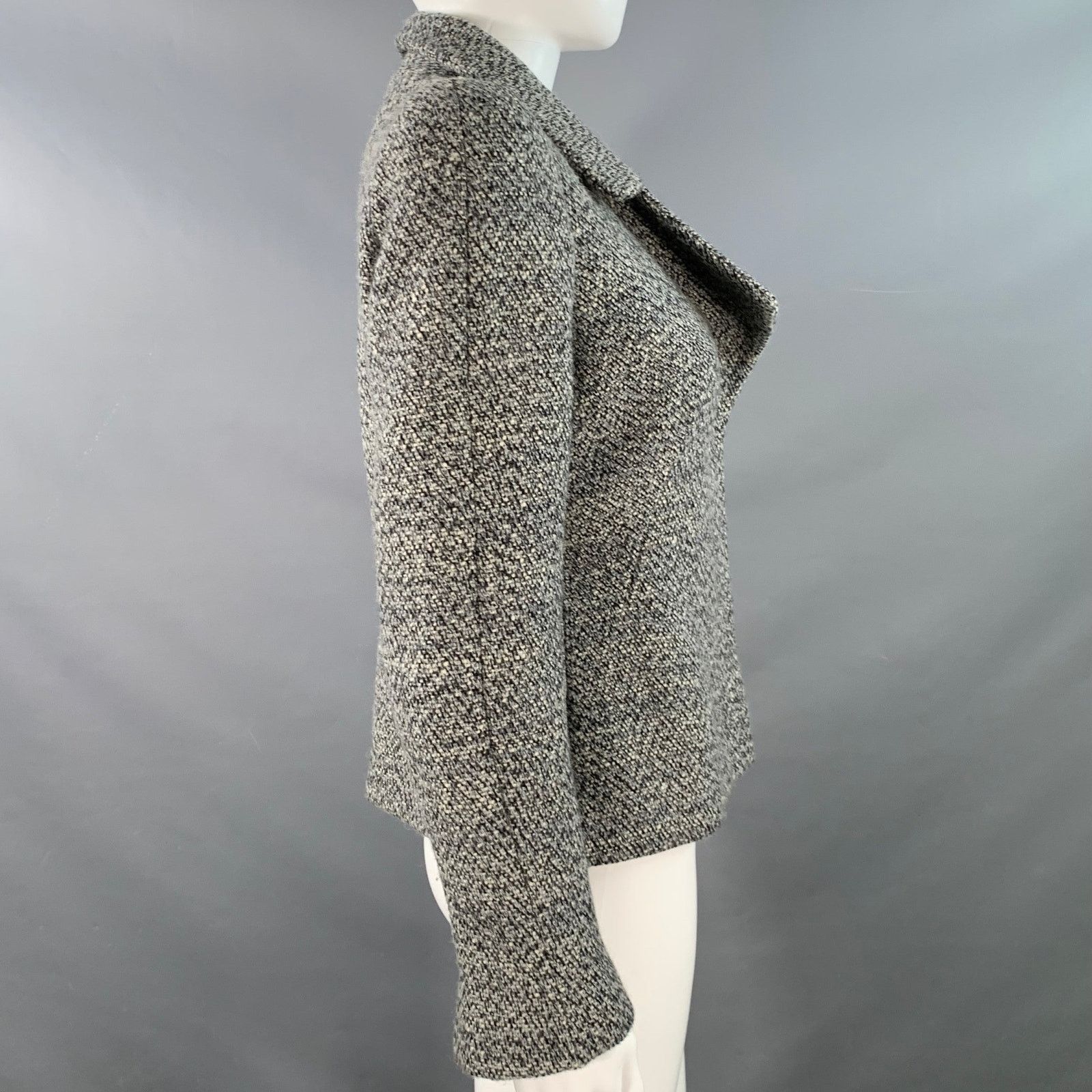 Alexander McQueen Size 4 Grey Black Wool Blend Boucle Single Breasted Jacket Size S / US 4 / IT 40 - 4 Thumbnail