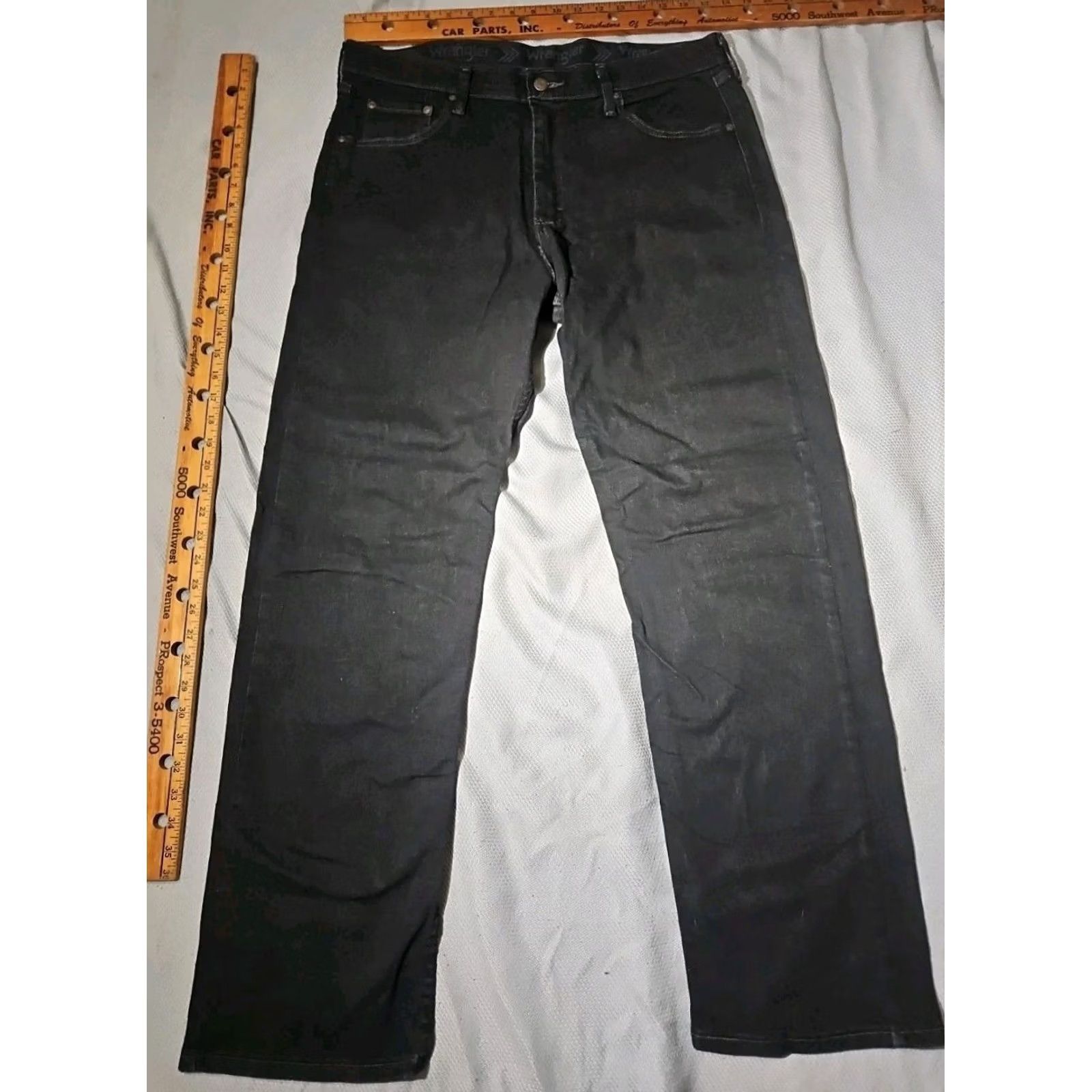 Wrangler Wrangler Jeans Mens 34x32 Black Denim Western Cowboy Straight Casual Pants Shirt? Size US 34 / EU 50 - 2 Thumbnail