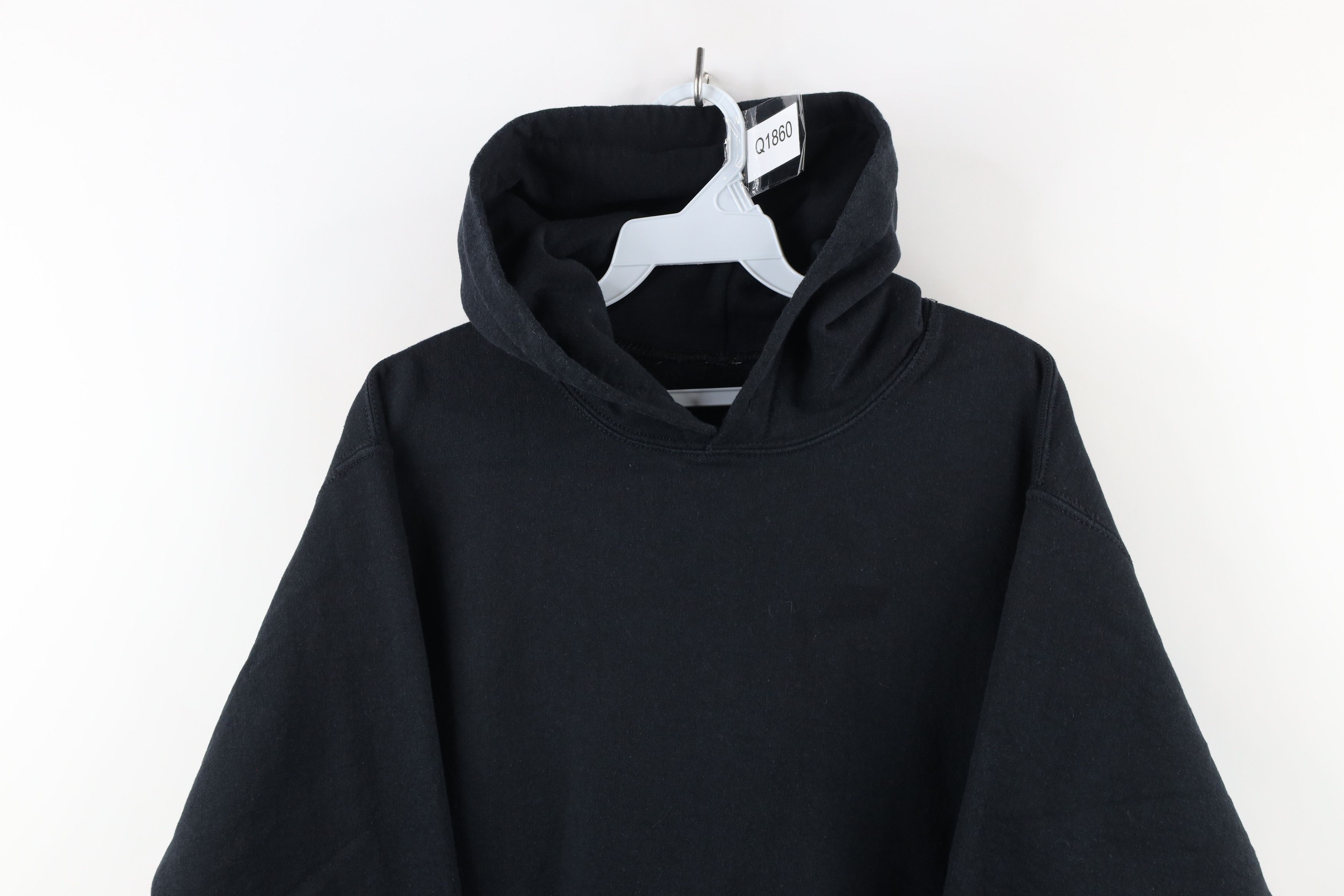 Vintage Vintage 90s Streetwear Faded Blank Hoodie Sweatshirt Black Size US S / EU 44-46 / 1 - 2 Thumbnail
