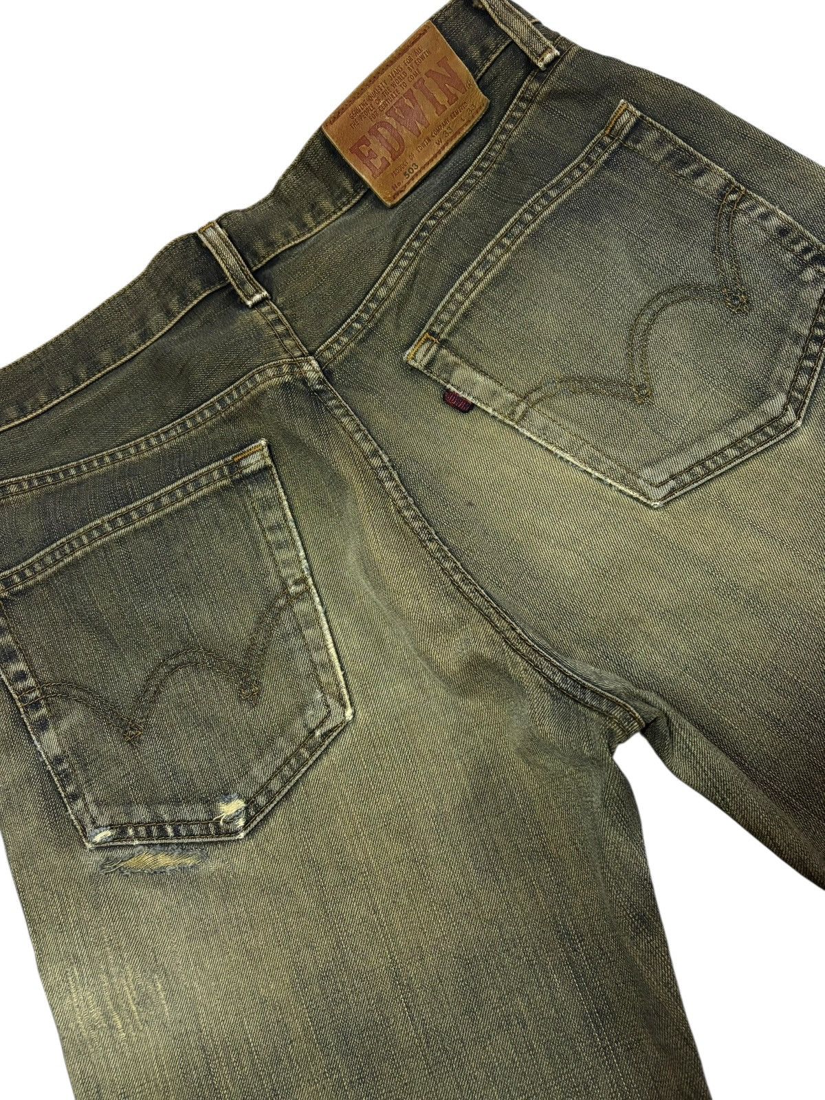 Edwin Vtg Edwin Japan 503 Mud Washed Distressed Jeans Size US 32 / EU 48 - 7 Thumbnail