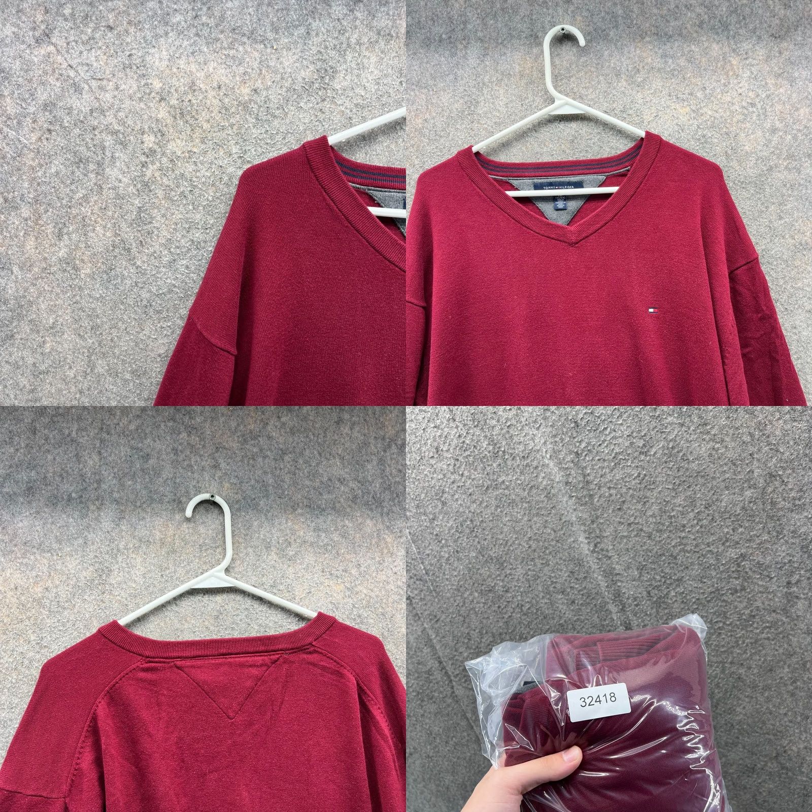Tommy Hilfiger Tommy Hilfiger Pullover Sweater Mens XXL Red V-Neck Fleece Knit Cotton Shirt Season All Seasons Logo Size US XXL / EU 58 / 5 - 8 Thumbnail
