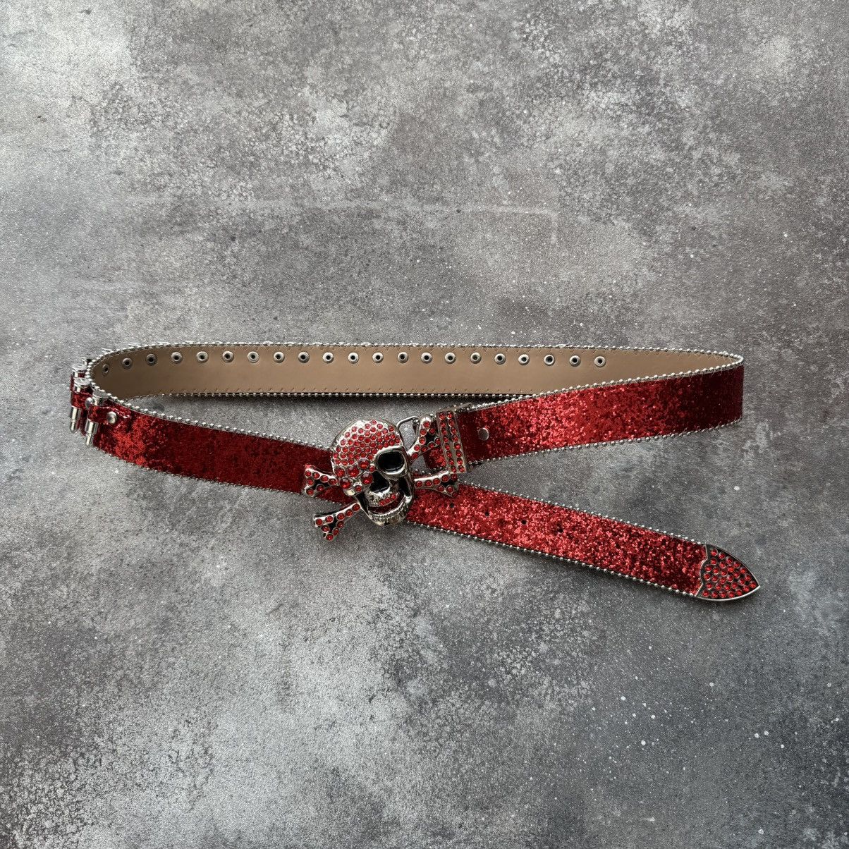 If Six Was Nine Amazing Y2K Rhinestones Skull BB Simon Style Belt Size ONE SIZE - 2 Thumbnail