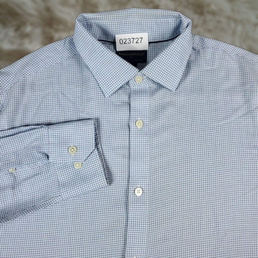 Banana Republic Banana Republic Shirt Men Medium 15.5 Blue Button-Up Long Sleeve Casual Workwear Modern Preppy Mens Size US M / EU 48-50 / 2 - 1 Thumbnail