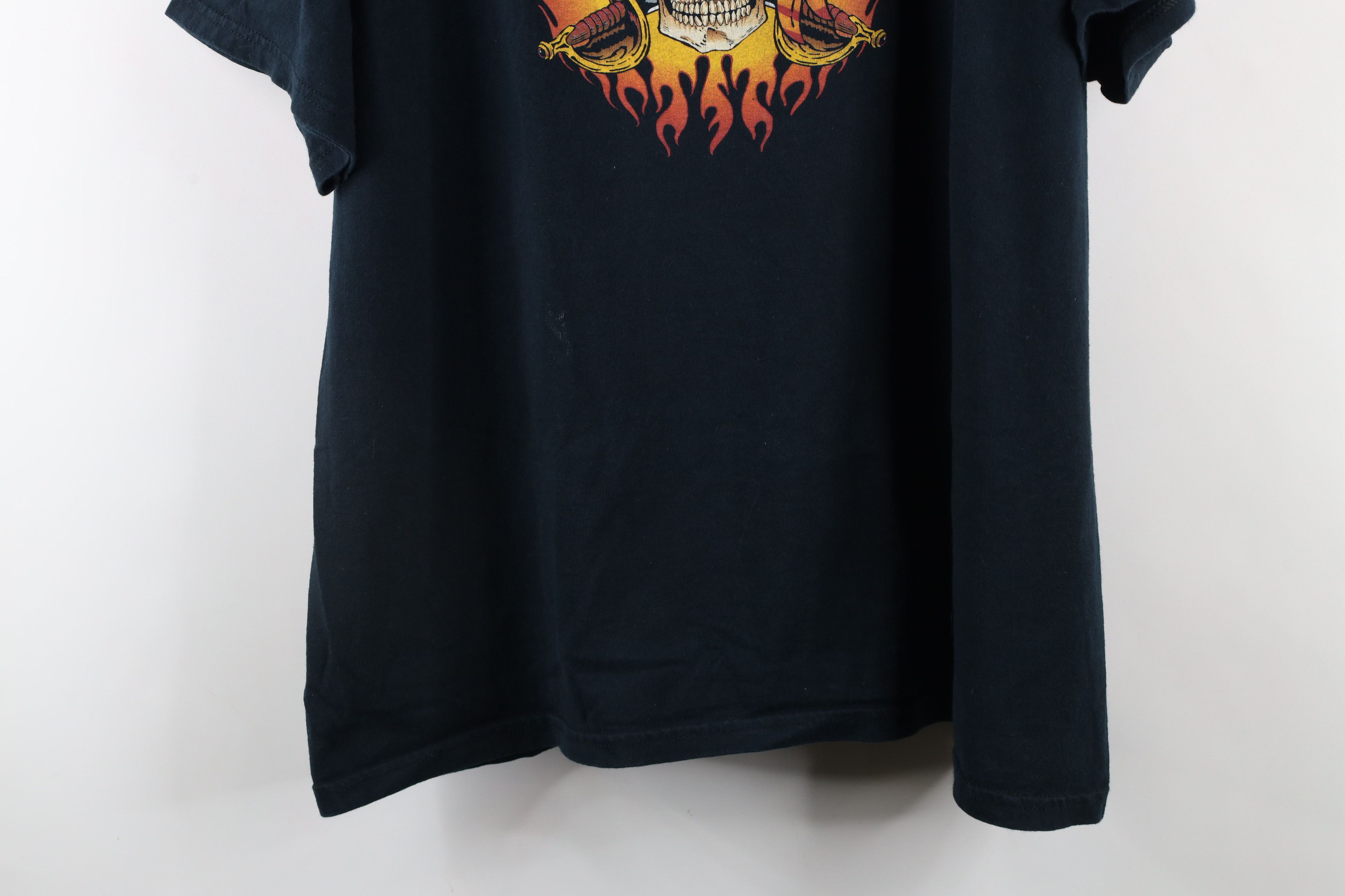 Vintage Vintage 90s Streetwear Skull Fire Flames Sword T-Shirt Size US XL / EU 56 / 4 - 3 Thumbnail
