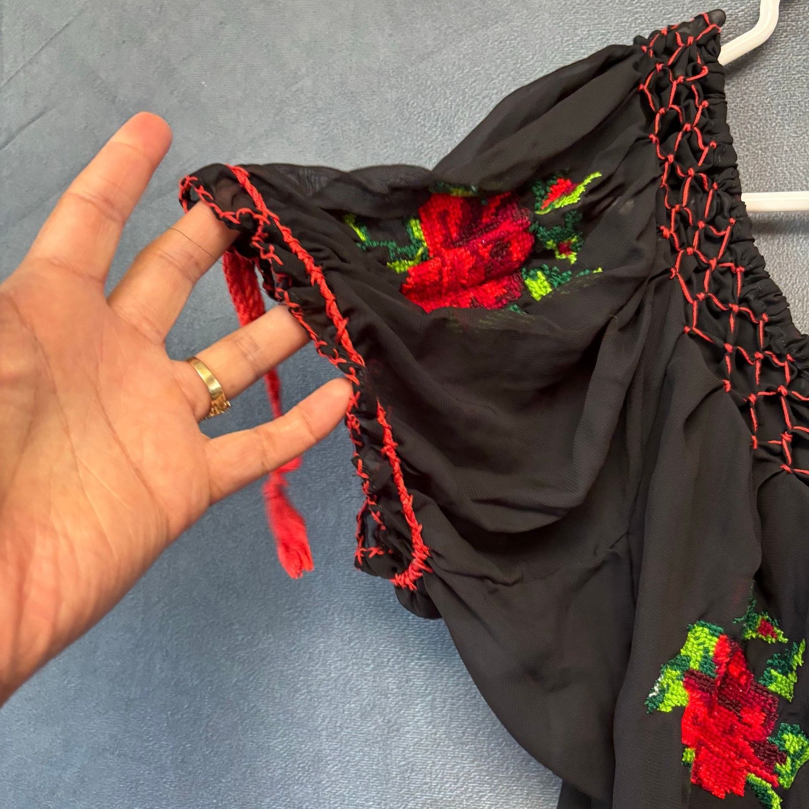 Other Mexican Knit Cultural Blouse Sheer Floral Frida Kahlo Light Size L / US 10 / IT 46 - 7 Thumbnail