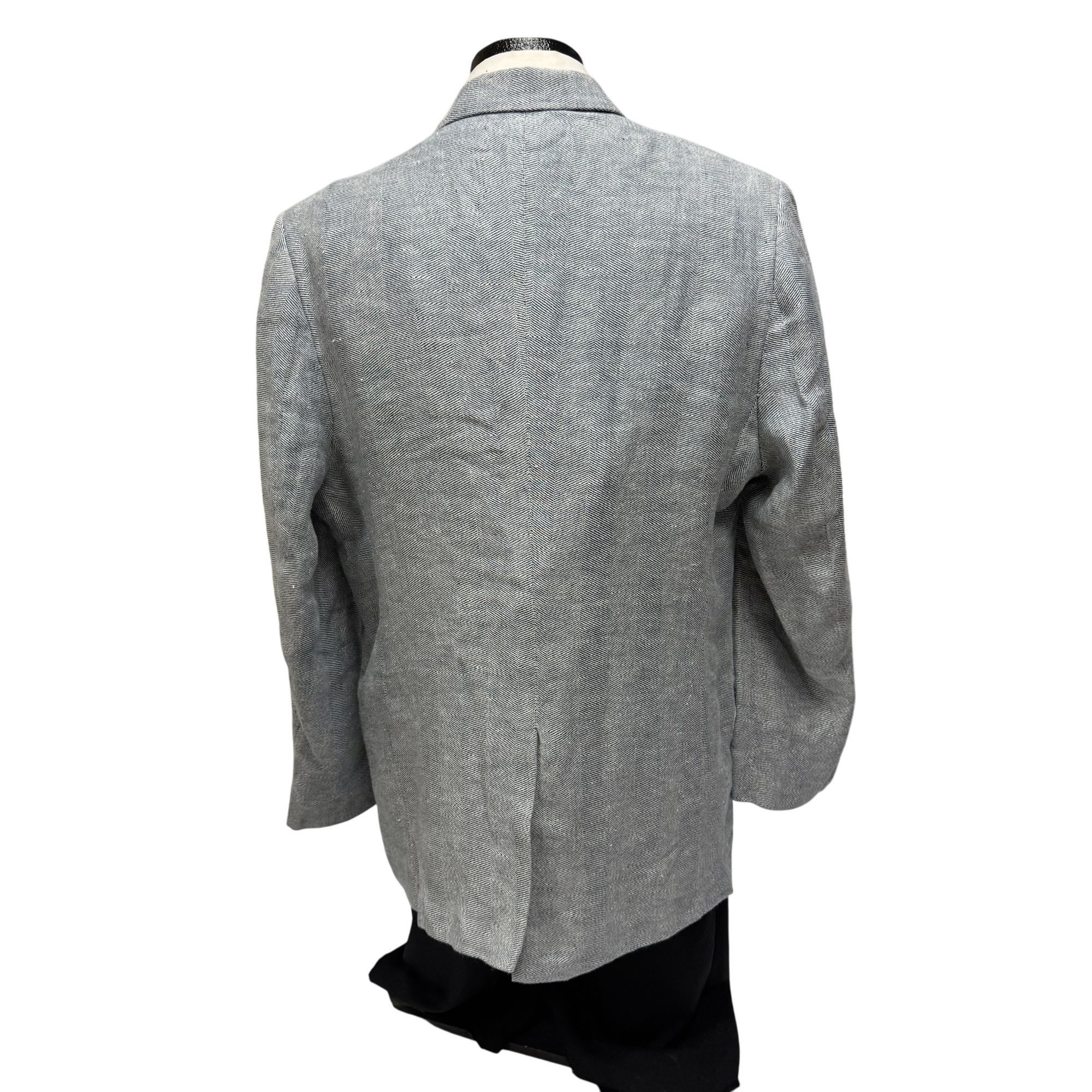 Other Studio Suits STEEL BLUE Sport Coat HERRINGBONE Silk Jacket Size 44L - 3 Thumbnail