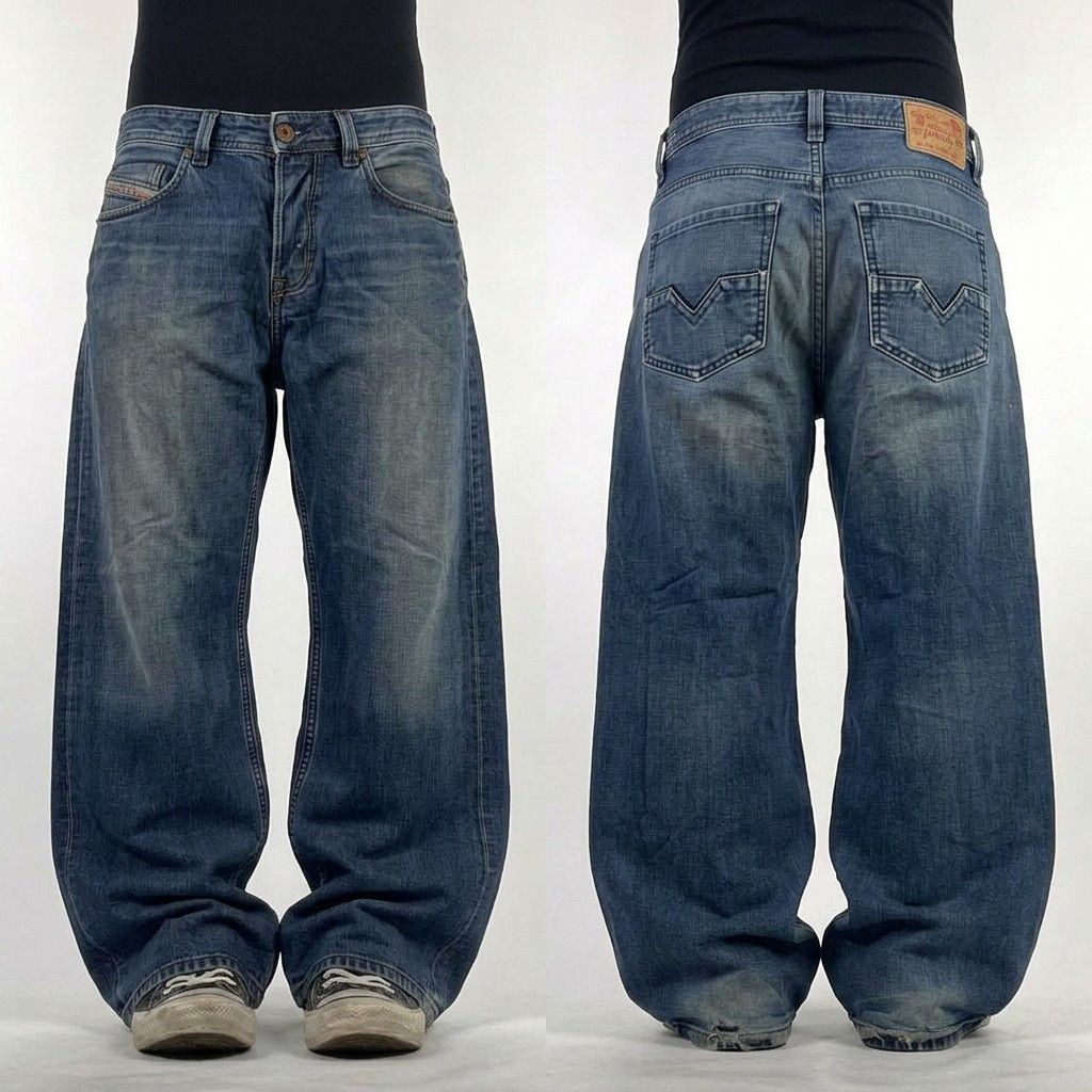 Diesel Vintage y2k Diesel baggy wide leg dark wash cyber jeans