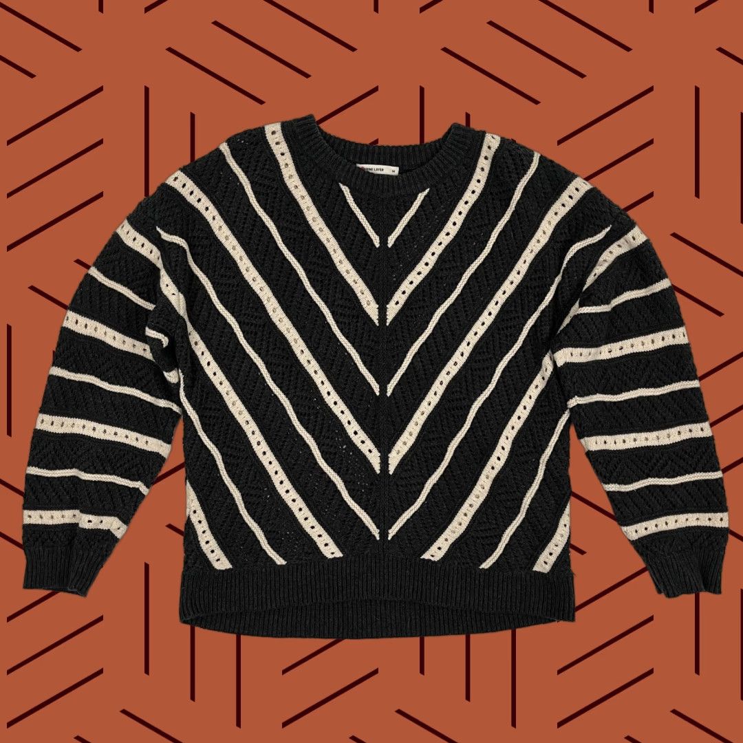 Marine Layer Marine Layer Brooke Sweater Womens Medium Stripe Textured Knit Wool Blend Beachy Size M / US 6-8 / IT 42-44 - 1 Thumbnail