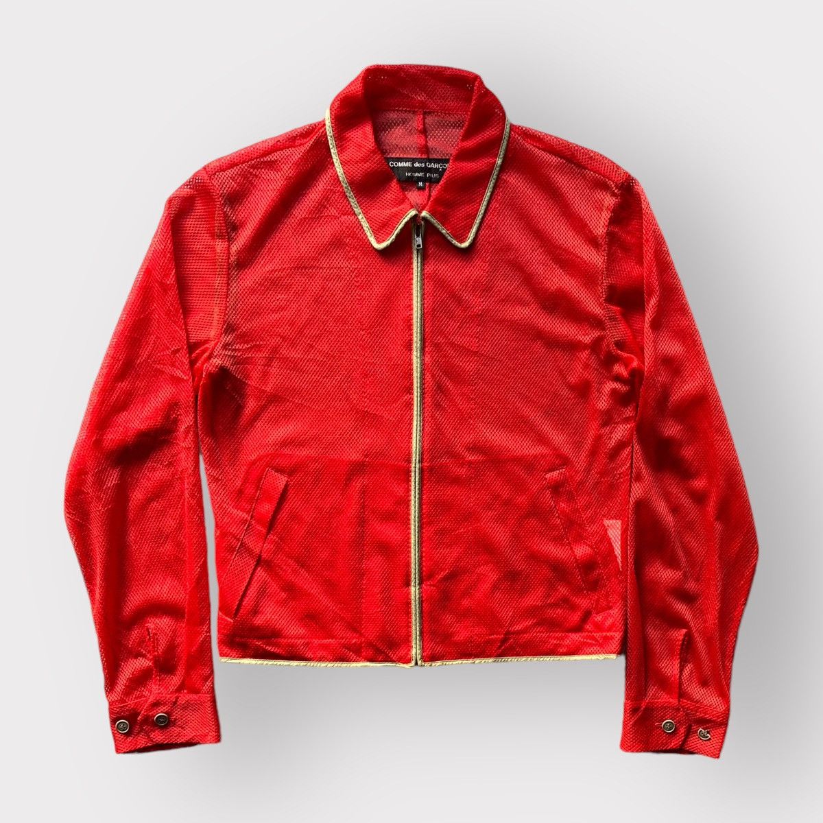 image of Comme Des Garcons x Comme Des Garcons Homme Plus Vintage Ss96 Red Mesh Jacket, Men's (Size Medium)