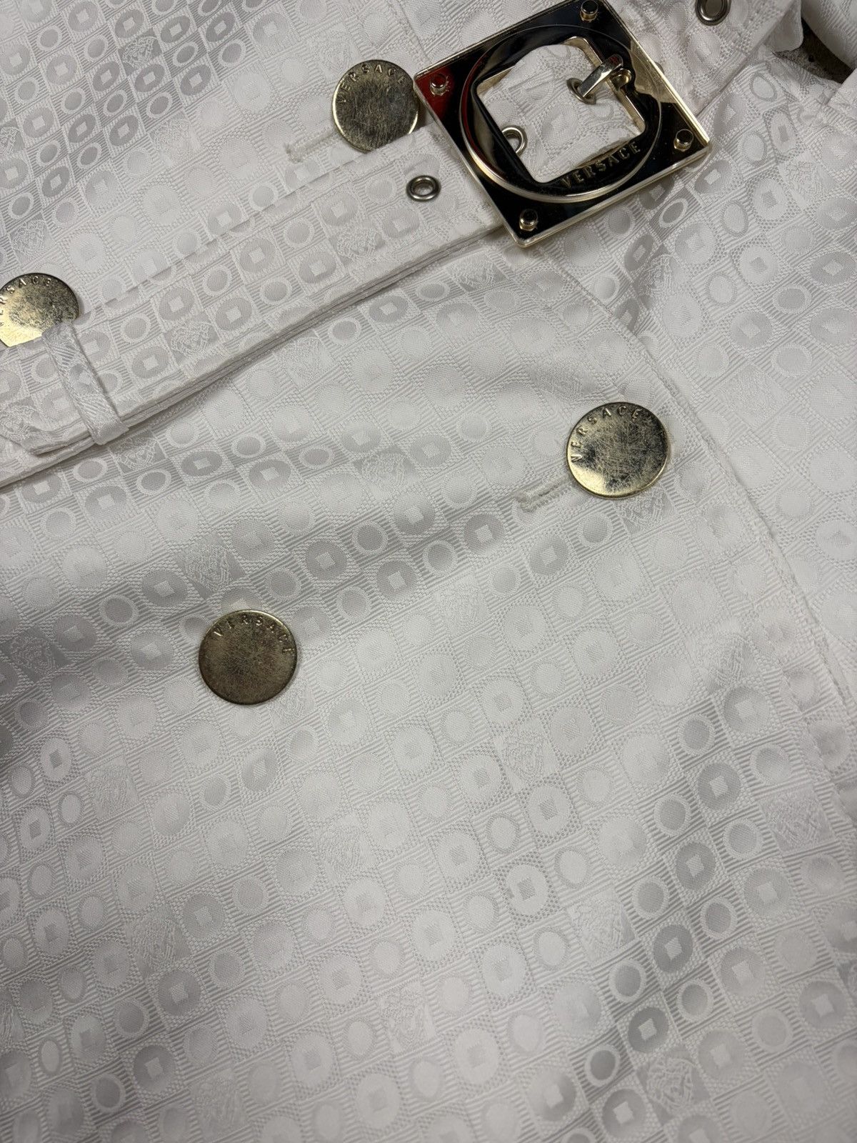 Versace 2000s Gianni Versace Double Breasted Trench Coat Jacquard Size M / US 6-8 / IT 42-44 - 6 Thumbnail