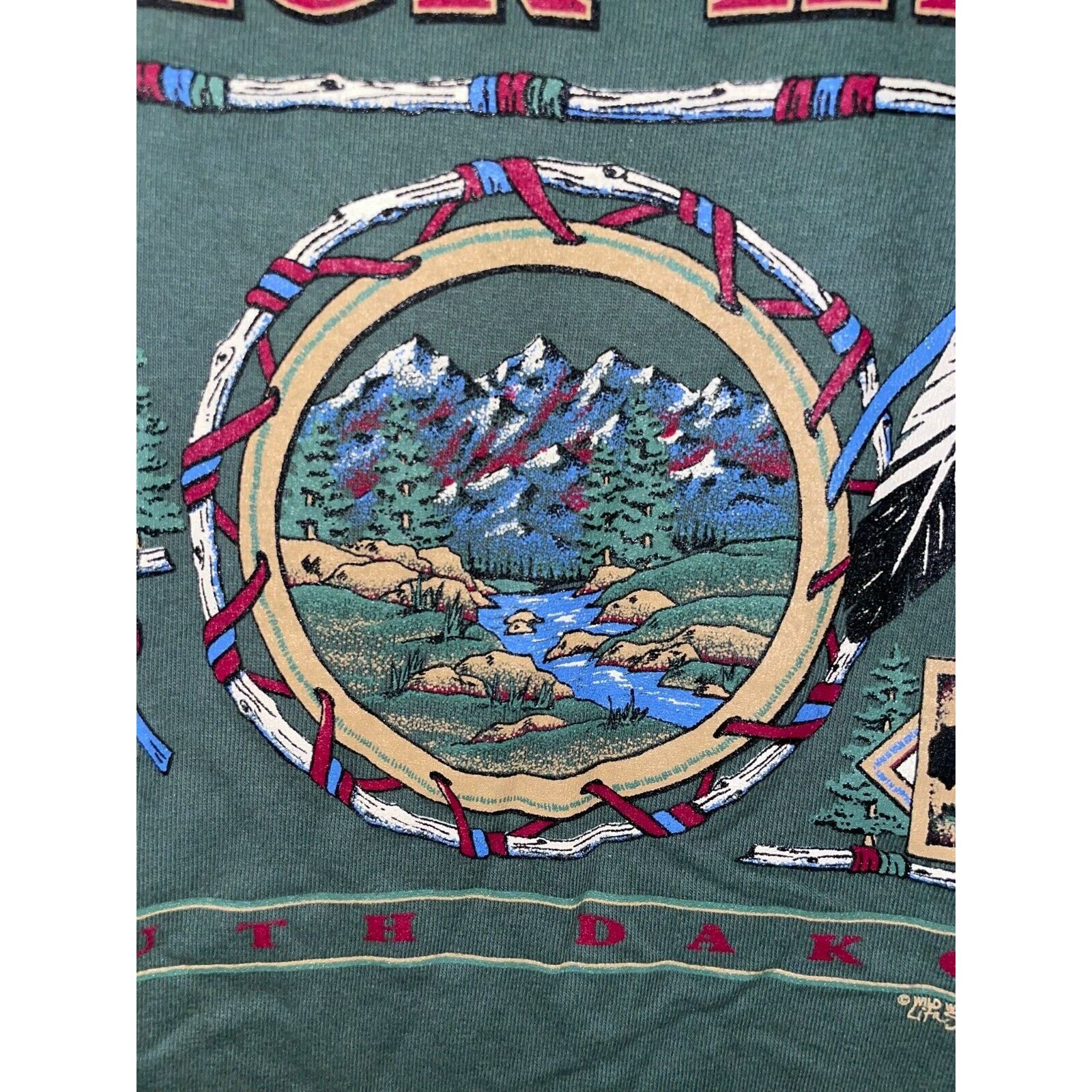 Vintage Vintage Black Hills Shirt South Dakota Native Tee VTG 90s Size US L / EU 52-54 / 3 - 3 Thumbnail