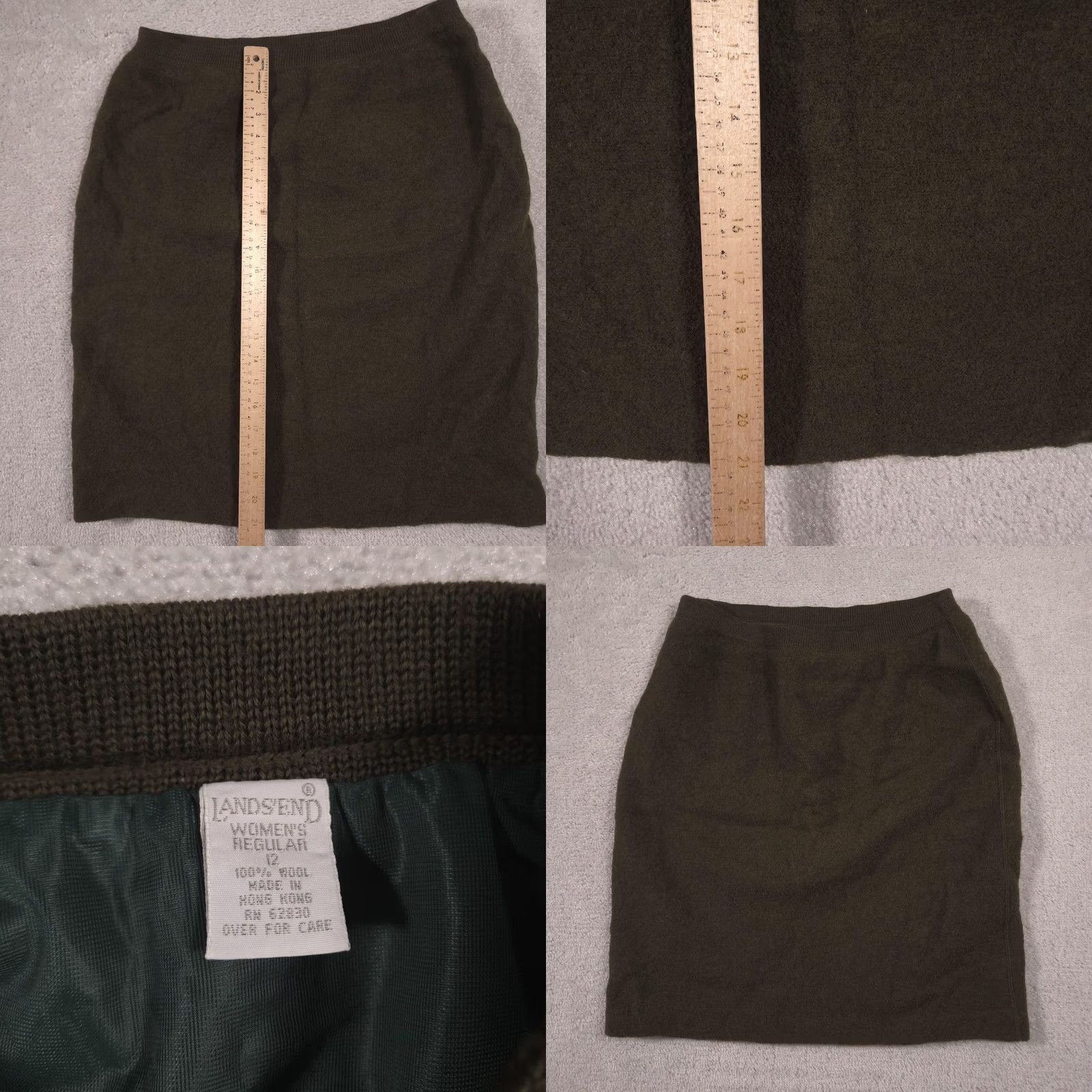 Lands' End Lands' End Skirt Womens 12 Green Wool Knit Pencil Career Office Size 34" / US 12 / IT 48 - 8 Thumbnail