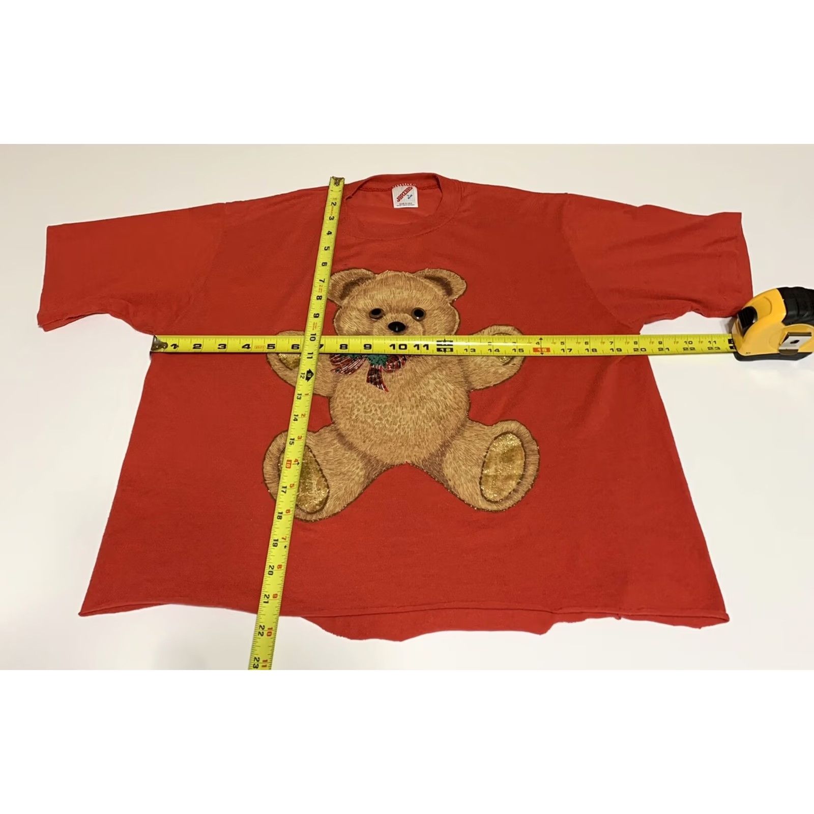 Jerzees VINTAGE Jerzees T-Shirt Red Bear Cutoff Ugly Christmas 1990s Adult L/M Mens Size M / US 6-8 / IT 42-44 - 2 Thumbnail
