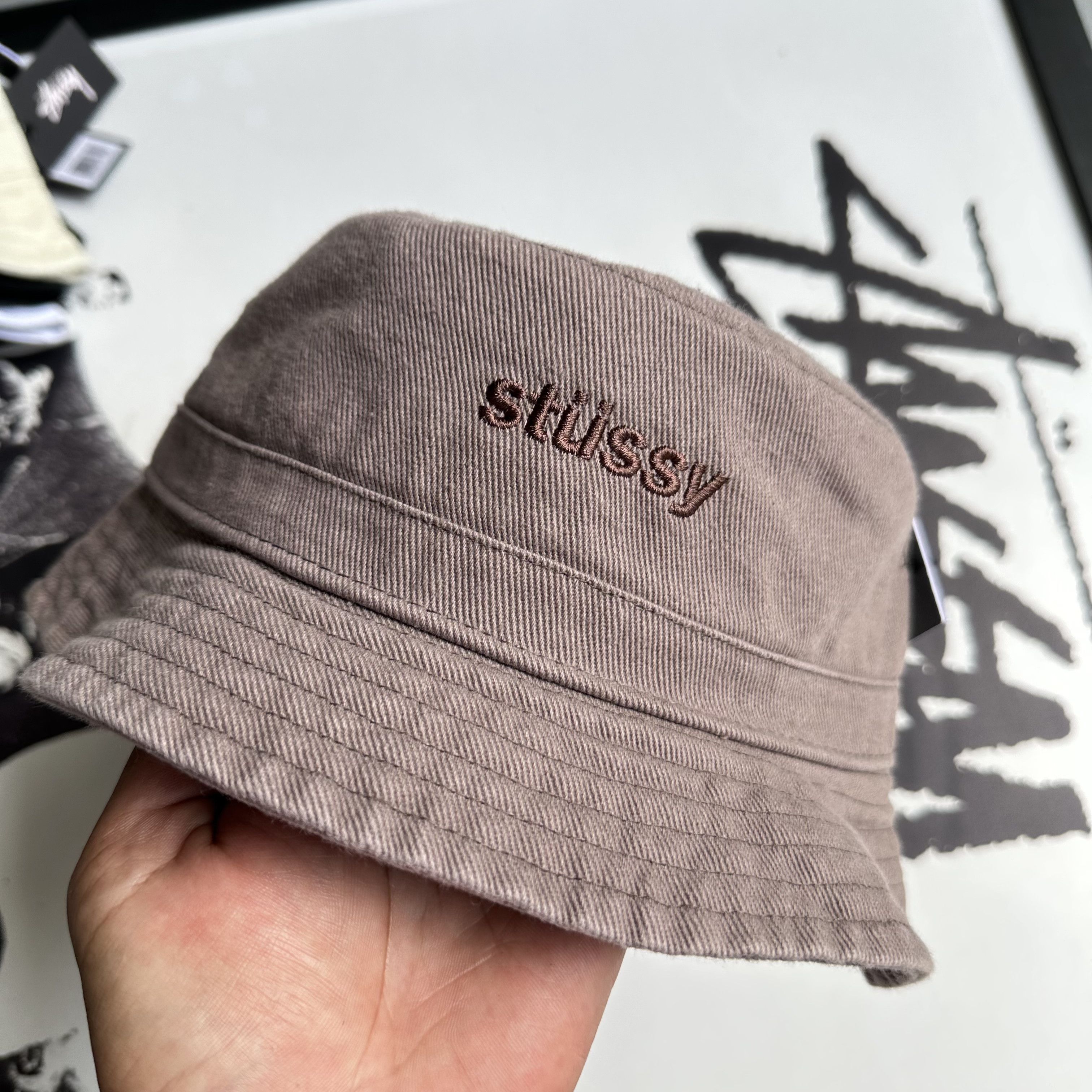 Stussy STUSSY AURORA WASHED TWILL BUCKET HAT M/L TAUPE Size ONE SIZE - 1 Thumbnail