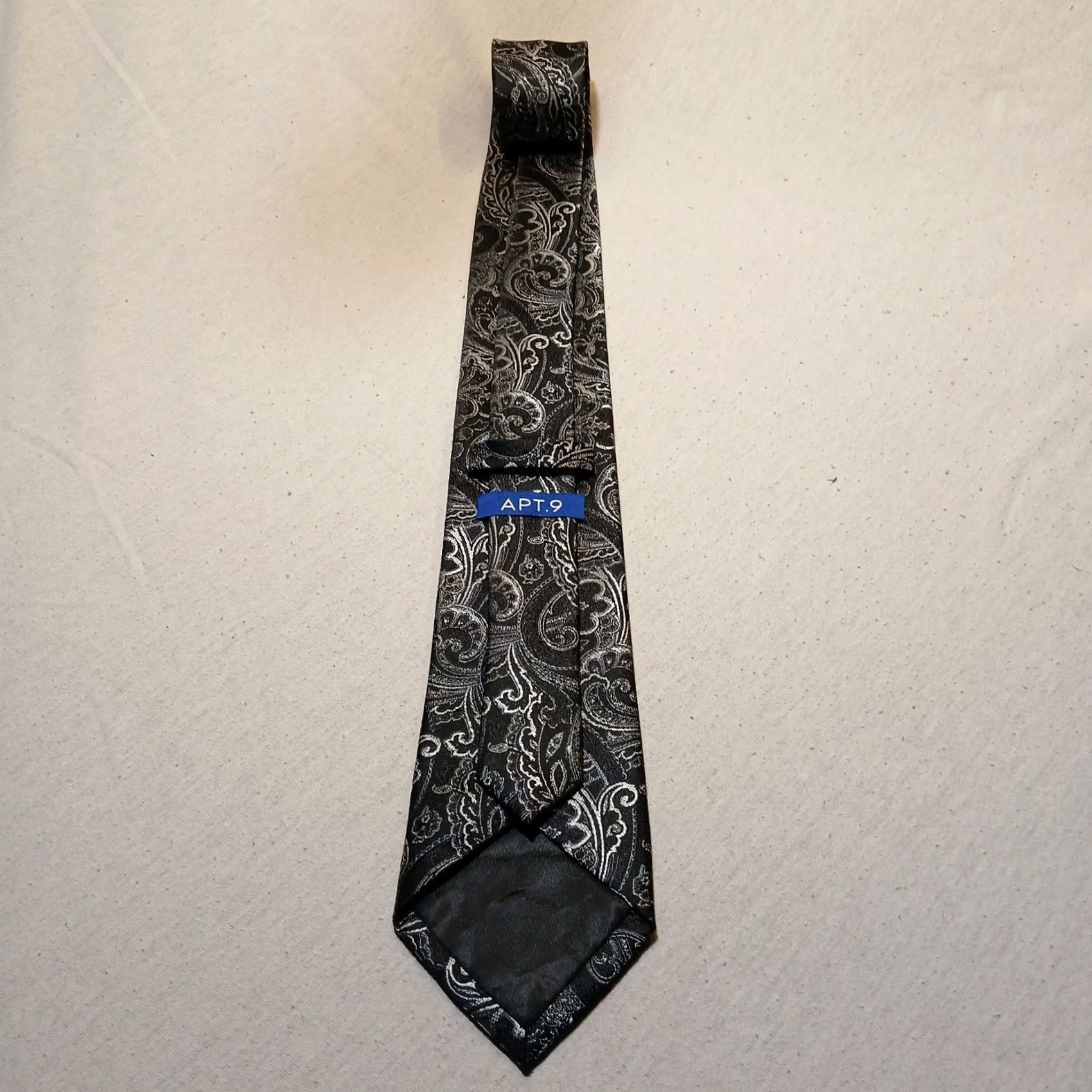 Apt. 9 Apt. 9 Men's Necktie Tie Black 100% Polyester Gray Geometric Pattern 57" x 3.25" American Pointed Mens Size ONE SIZE - 3 Thumbnail