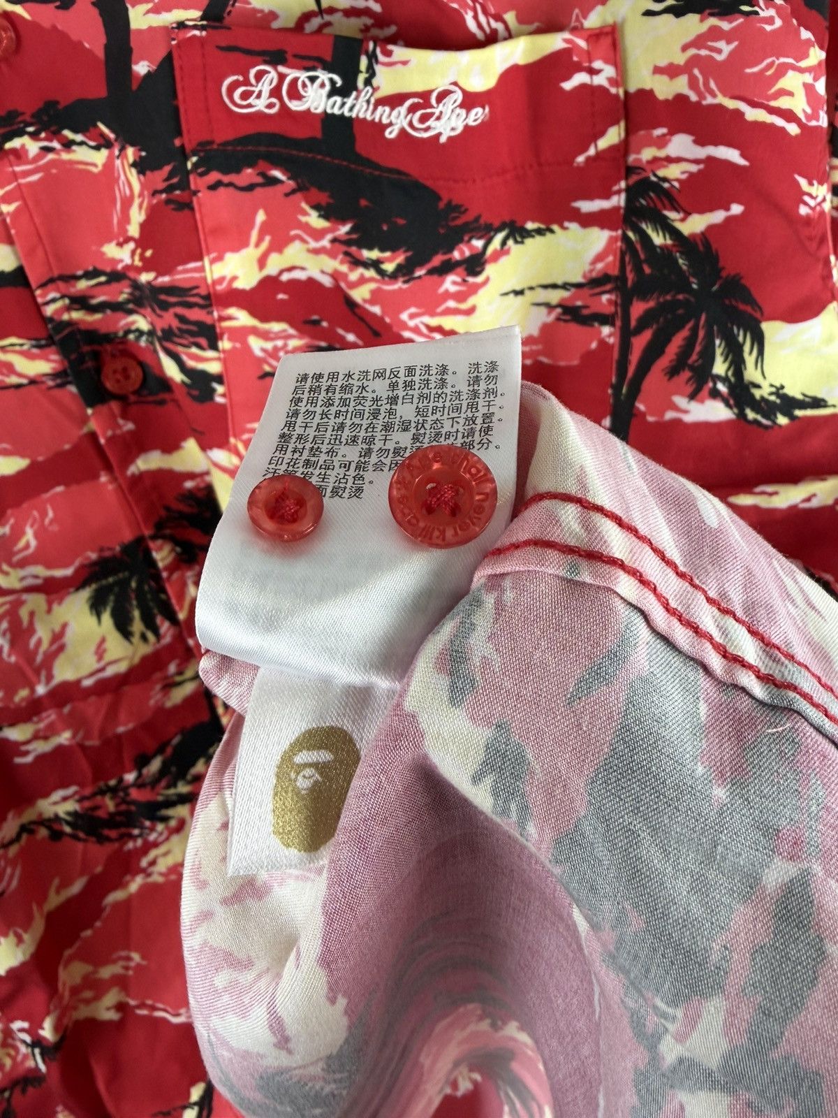 Bape SS25 BAPE Palm Tree Camo Open Collar Pocket SS Shirt Red Size US XL / EU 56 / 4 - 7 Thumbnail