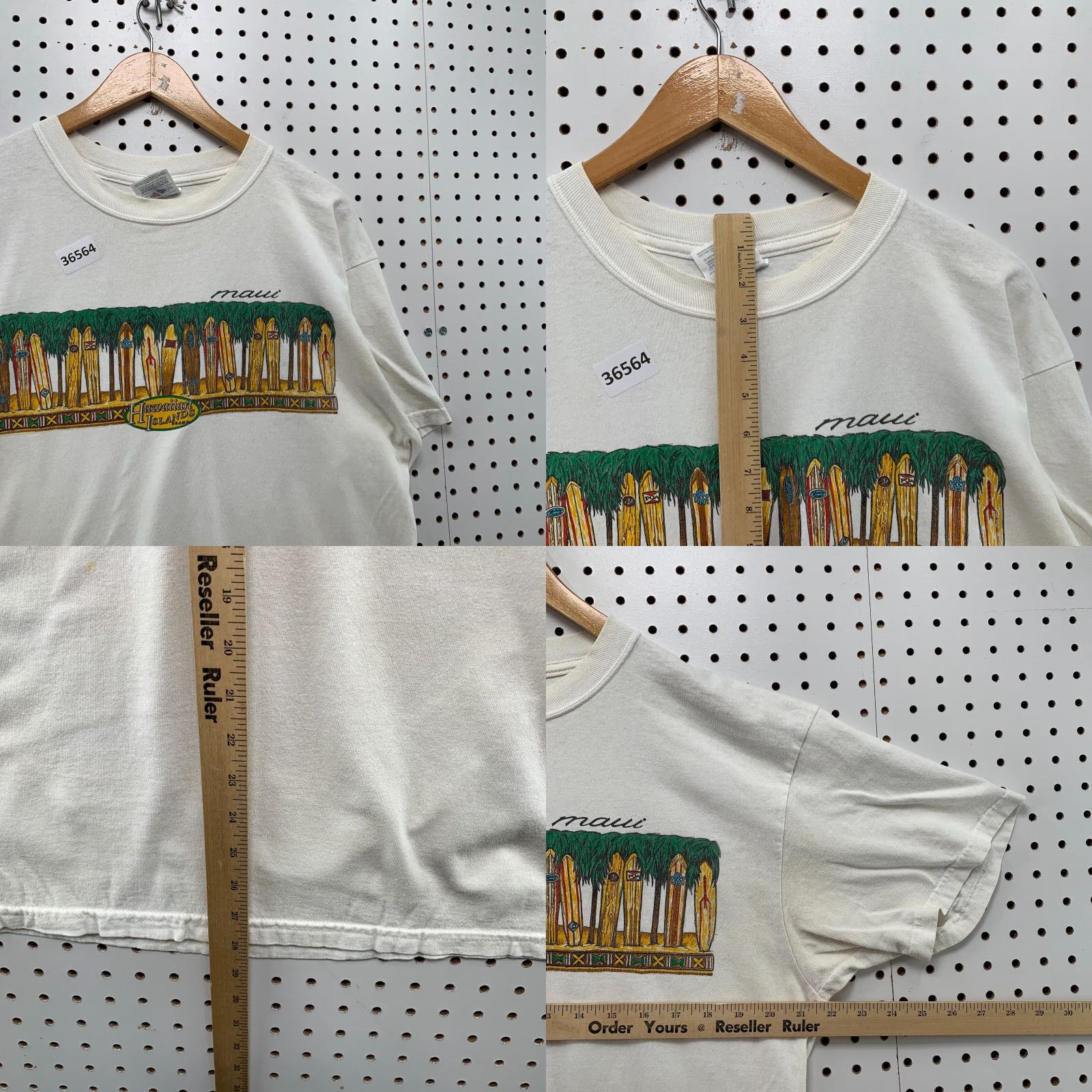 Jerzees VTG Maui Hawaiian Island Brand Shirt Adult Large White Surf Board Graphic Men L Graphic Print 80s 90s Surf Mens Size US L / EU 52-54 / 3 - 8 Thumbnail