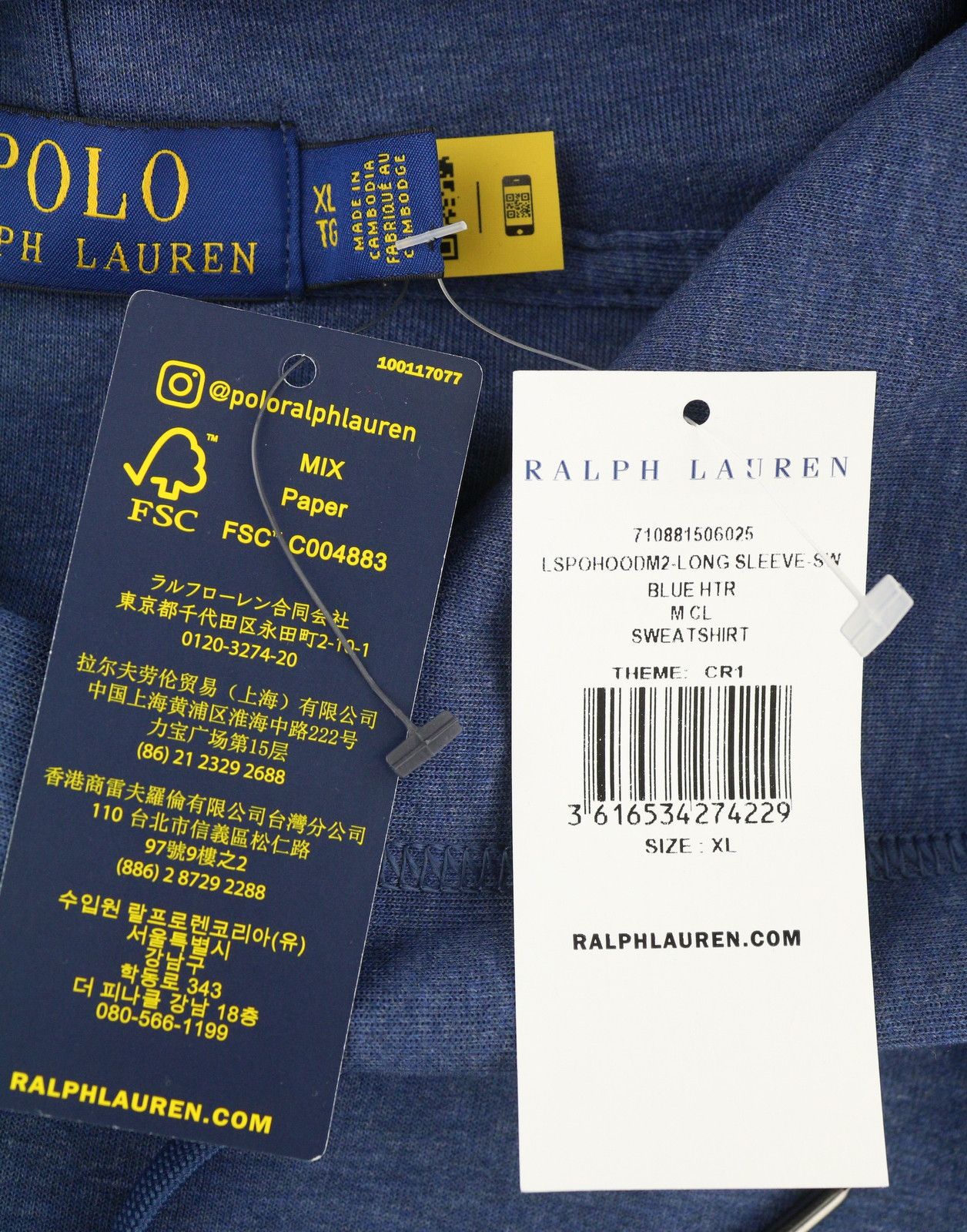 Ralph Lauren BLUE XL Kangaroo Pocket Pullover Hoodie 86955 Size US XL / EU 56 / 4 - 7 Thumbnail