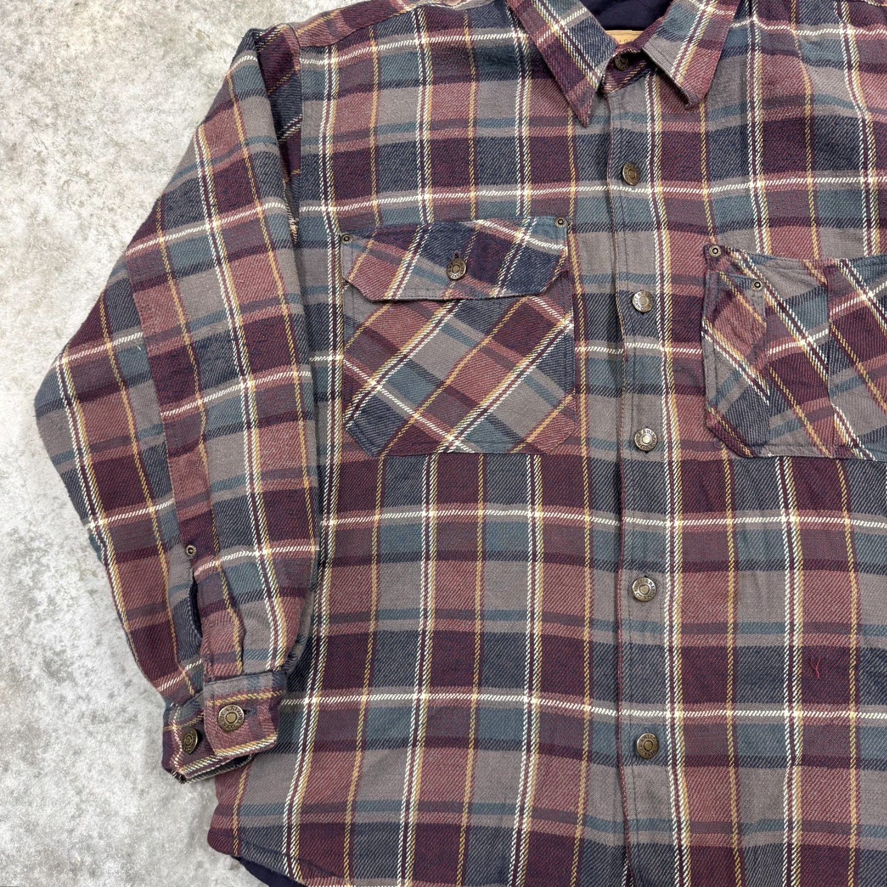 Vintage VINTAGE Arizona Jean Company Jacket Mens M Burgundy Plaid Quilted Flannel Shacket Size US 31 - 2 Thumbnail