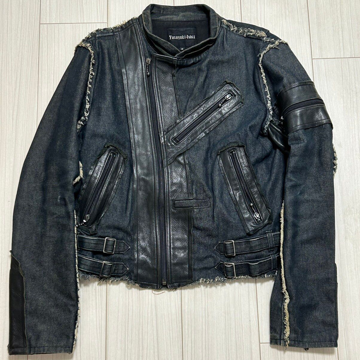 Pre-owned Yasuyuki Ishii Leather Zip Jacket In Black