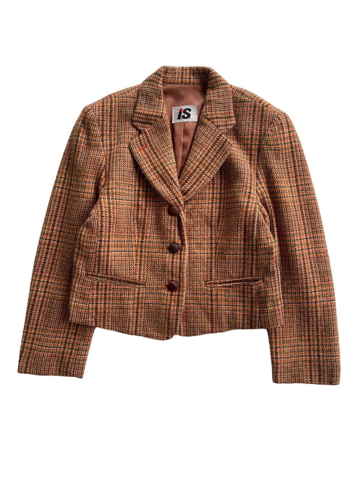 image of Issey Miyake Wool Tartan Cropped Jacket, Men's (Size Medium)