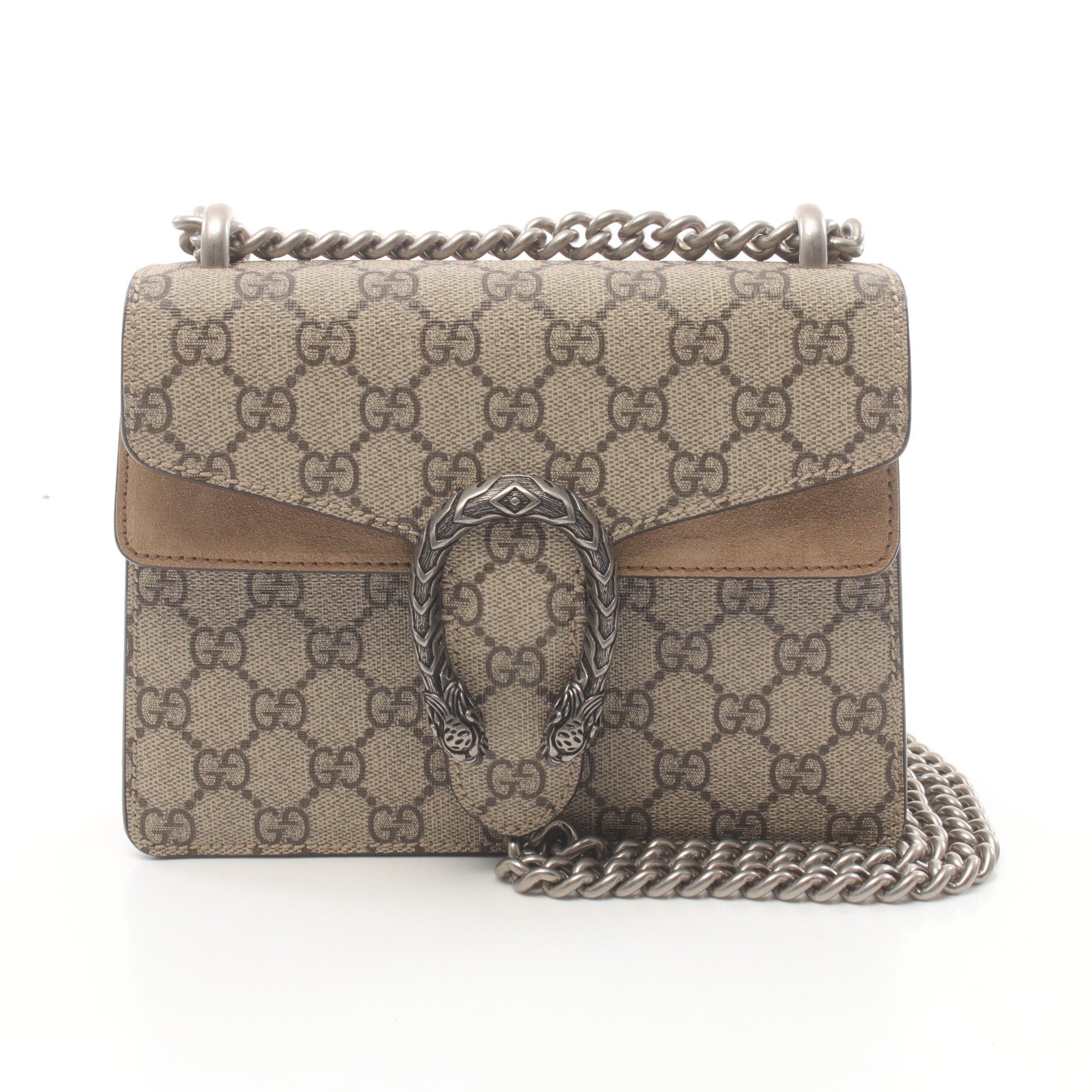 Gucci Gucci Dionysus Gg Supreme Double Chain Shoulder Bag Suede Beige Light Brown Size ONE SIZE - 1 Thumbnail