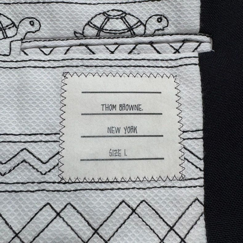 Thom Browne Thom Browne size1 A woolen coat embroidered with a full int Size L / US 10 / IT 46 - 3 Thumbnail