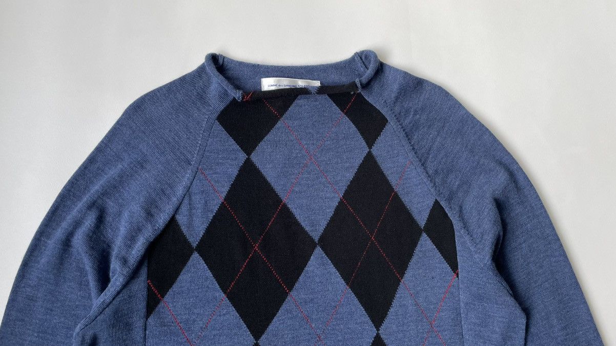 Comme des Garcons Raw Hem Argyle Patterned Sweater Size US M / EU 48-50 / 2 - 3 Thumbnail