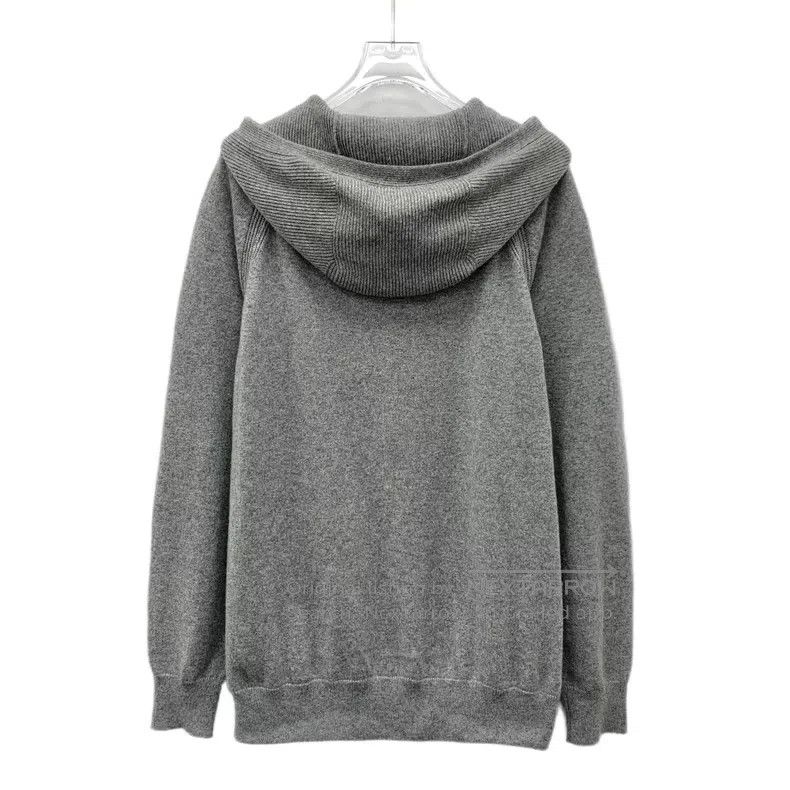 Loro Piana Loro Piana Grey Cashmere Hooded Zip-up Long Sleeve Sweatsh Size L / US 10 / IT 46 - 2 Thumbnail