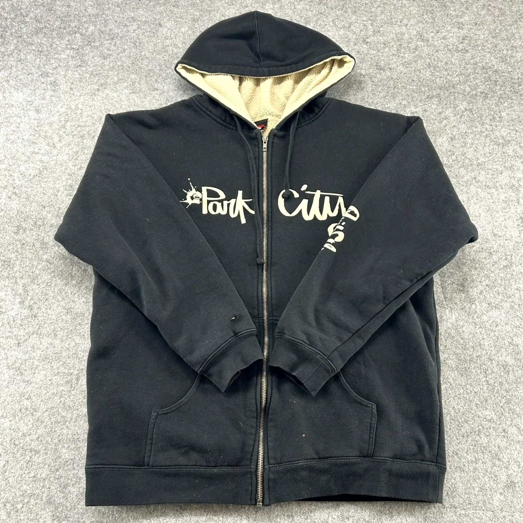 Quiksilver VINTAGE Quicksilver Hoodie Mens L Black Full Zip Sherpa Lined Park City Utah Y2K Size US L / EU 52-54 / 3 - 2 Thumbnail